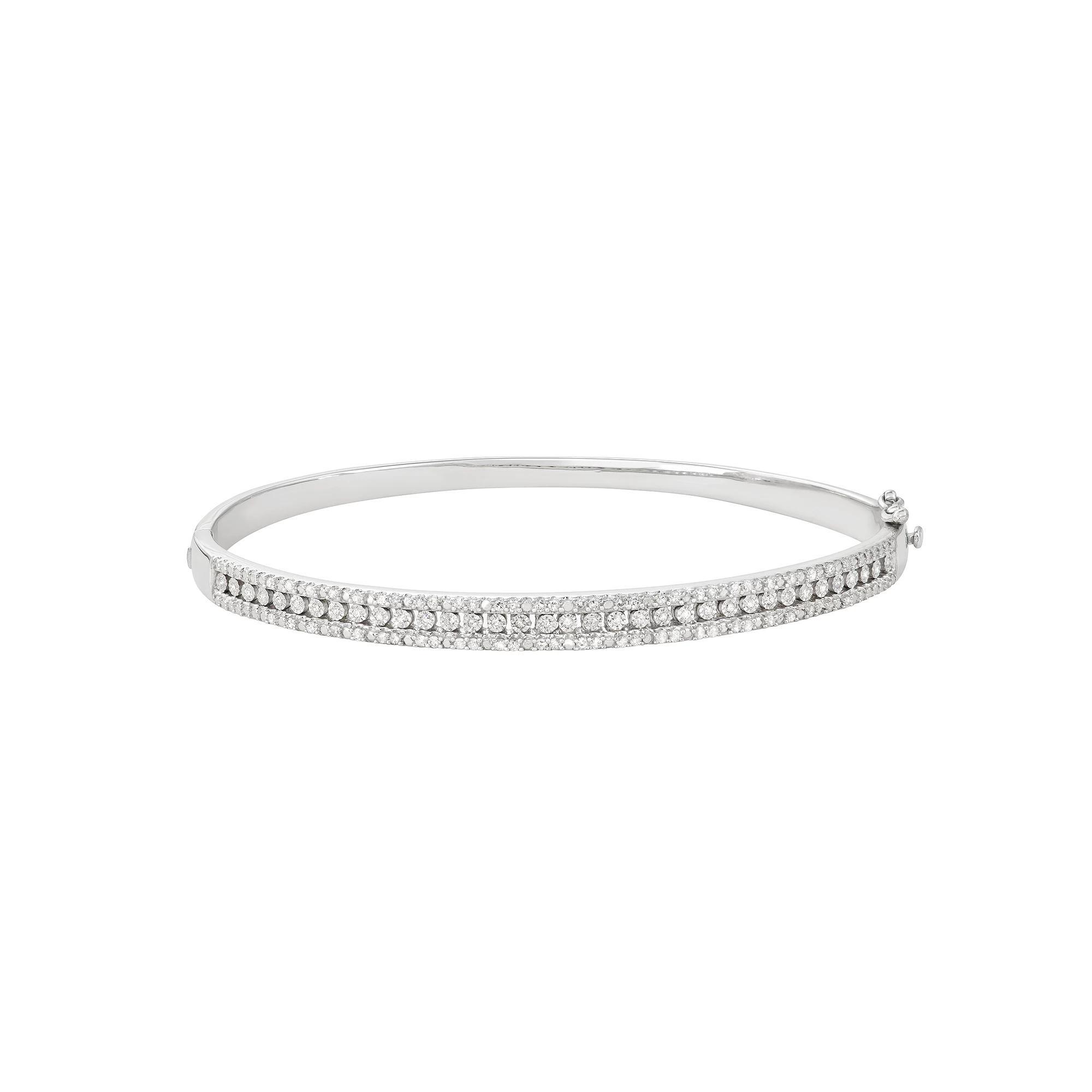 Sterling Silver 1/2 Carat T.W. Diamond Bangle Bracelet, Women's, Size: 7.5" Product Image