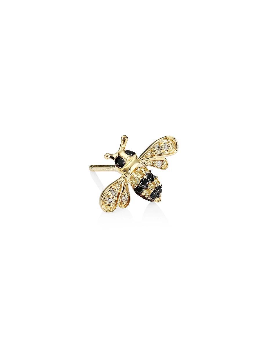 Womens Two-Tone Diamond, Yellow & 14K Yellow Gold Bee Single Stud Earring Product Image