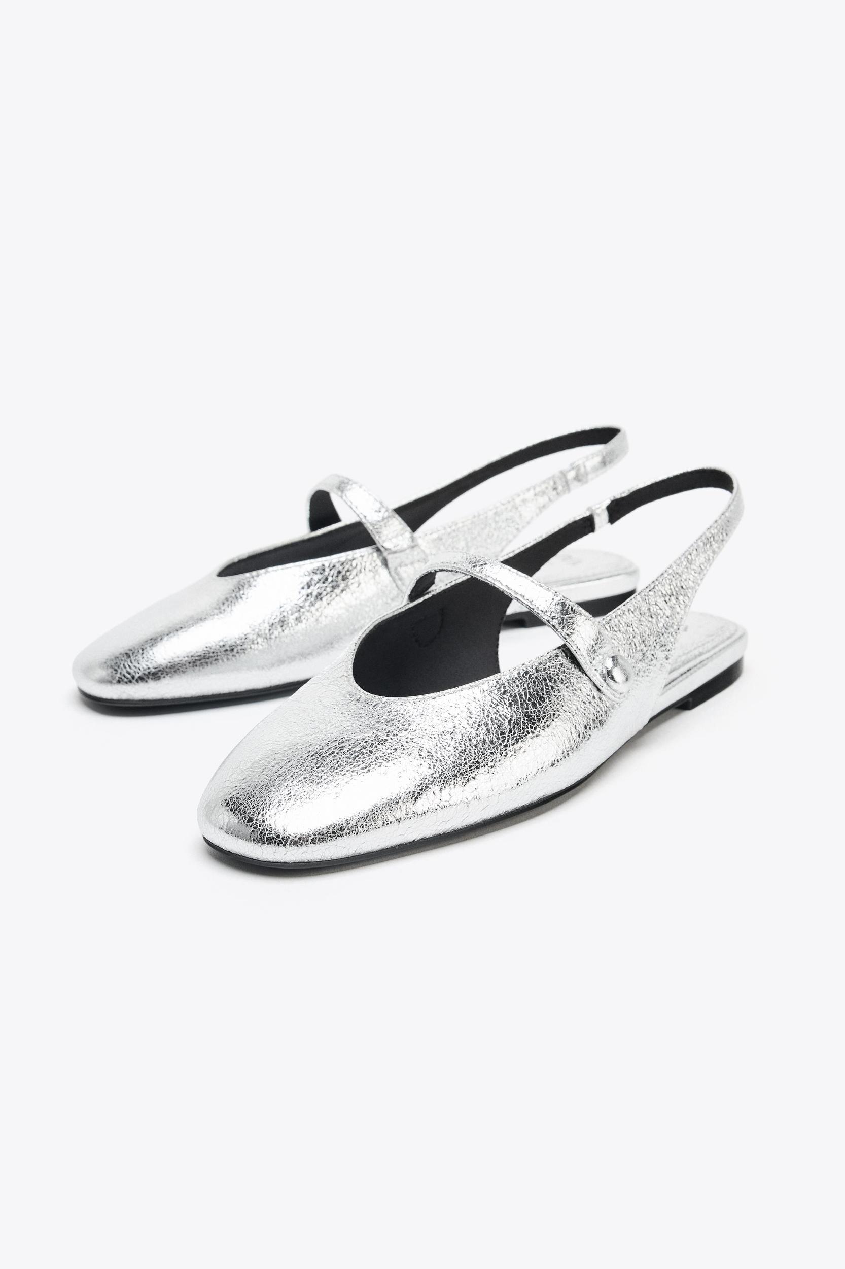 METALLIC EFFECT BALLET FLATS Product Image