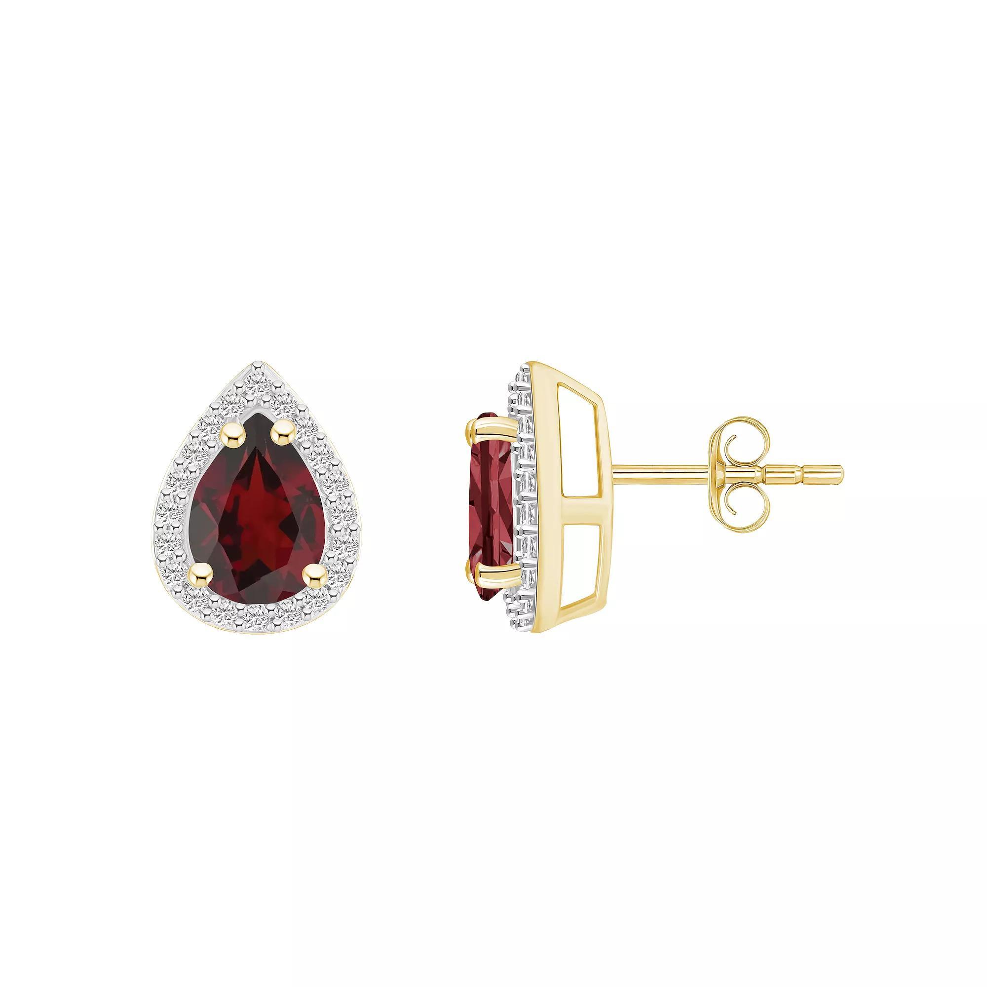 Celebration Gems 10k White Gold 5 mm Round Lab-Created Gemstone Martini Rope Stud Earrings, Women's, Created Red Product Image
