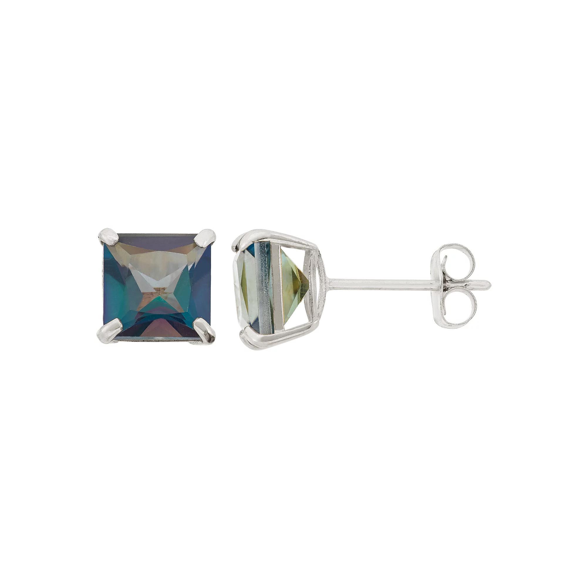 Designs by Gioelli Mystic Topaz 10k White Gold Stud Earrings, Women's, Blue Product Image