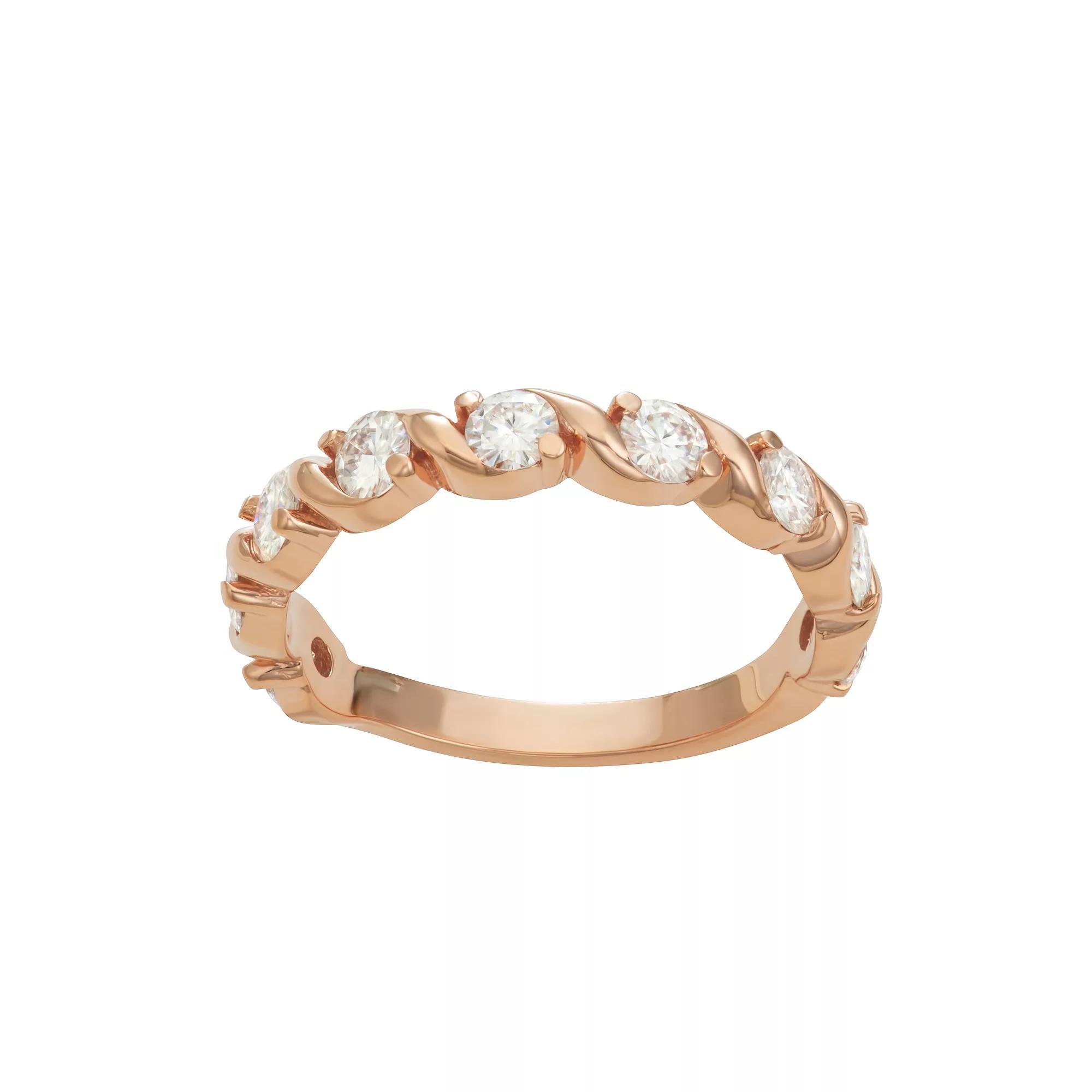 Charles & Colvard 14k Gold 9/10 Carat T.W. Lab-Created Moissanite Twisted Band, Women's, Size: 8, Yellow Product Image