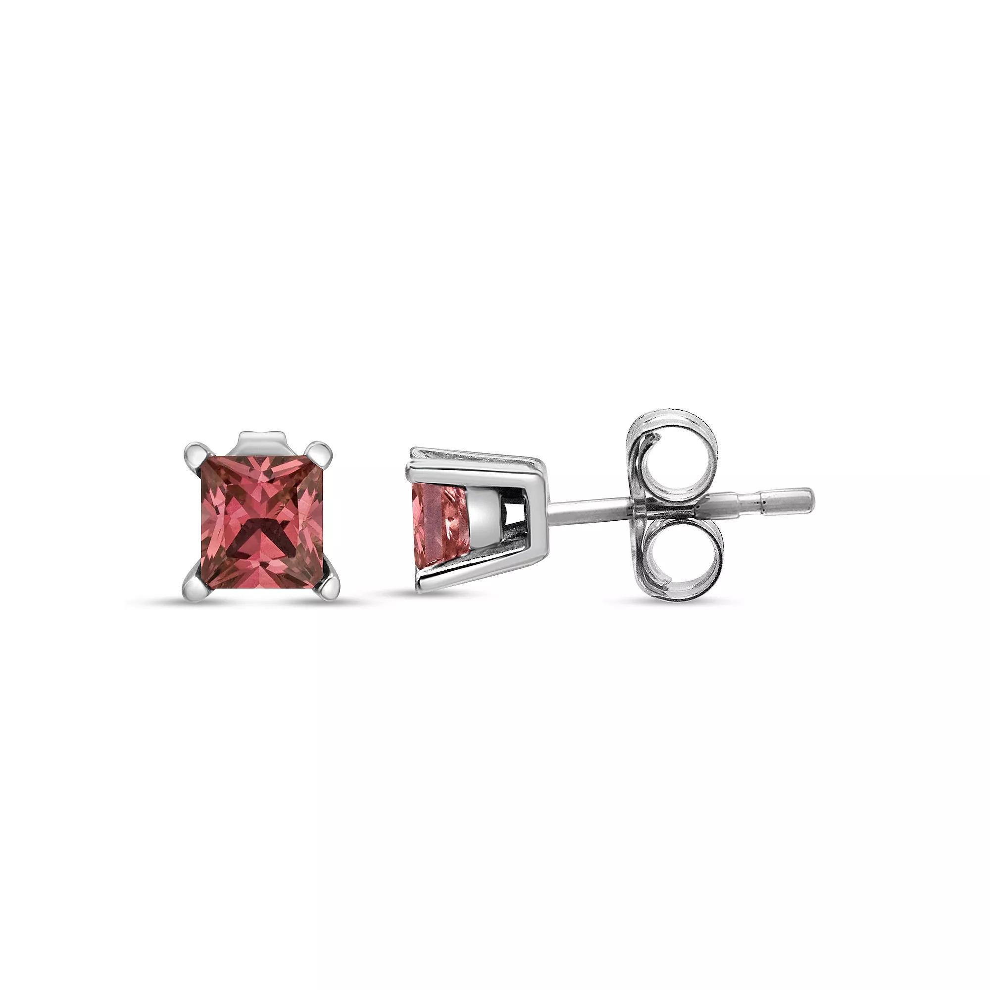 Haus of Brilliance 14k White Gold 1 Carat T.W. Pink Lab-Grown Diamond Solitaire Stud Earrings, Women's Product Image