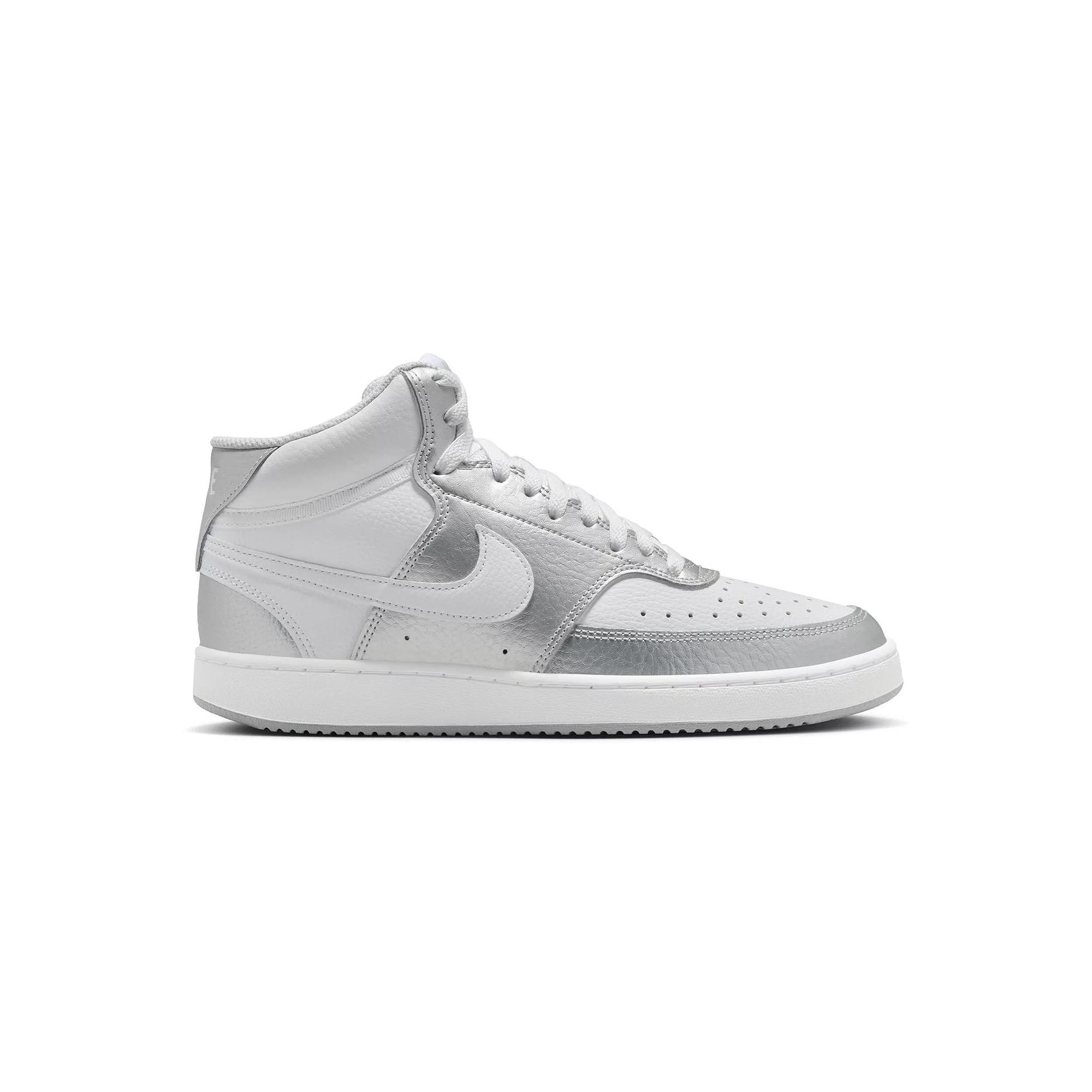 Nike Court Vision Mid-Top Women's Shoes, Size: 6.5, White Grey Silver Product Image