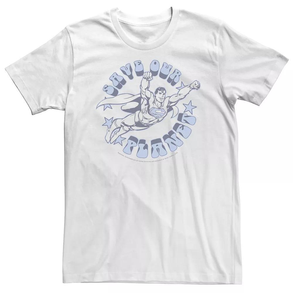 Big & Tall DC Comics Superman Save Our Planet Circle Text Poster Tee, Men's, Size: XXL Tall, White Product Image