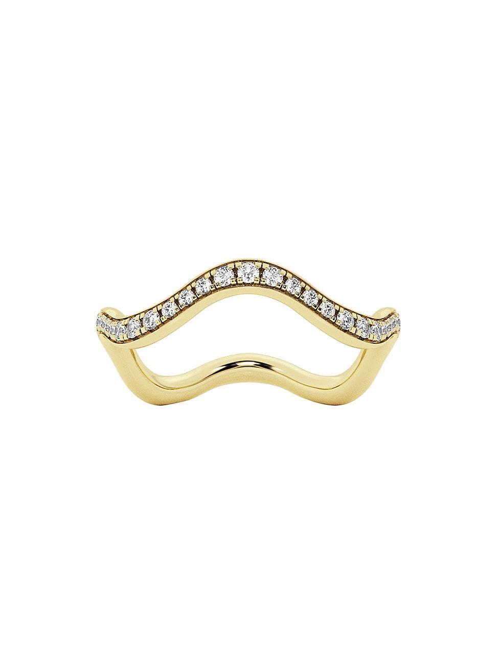 Womens 14K Yellow Gold & 0.36 TCW Lab-Grown Diamond Wavy Eternity Ring Product Image