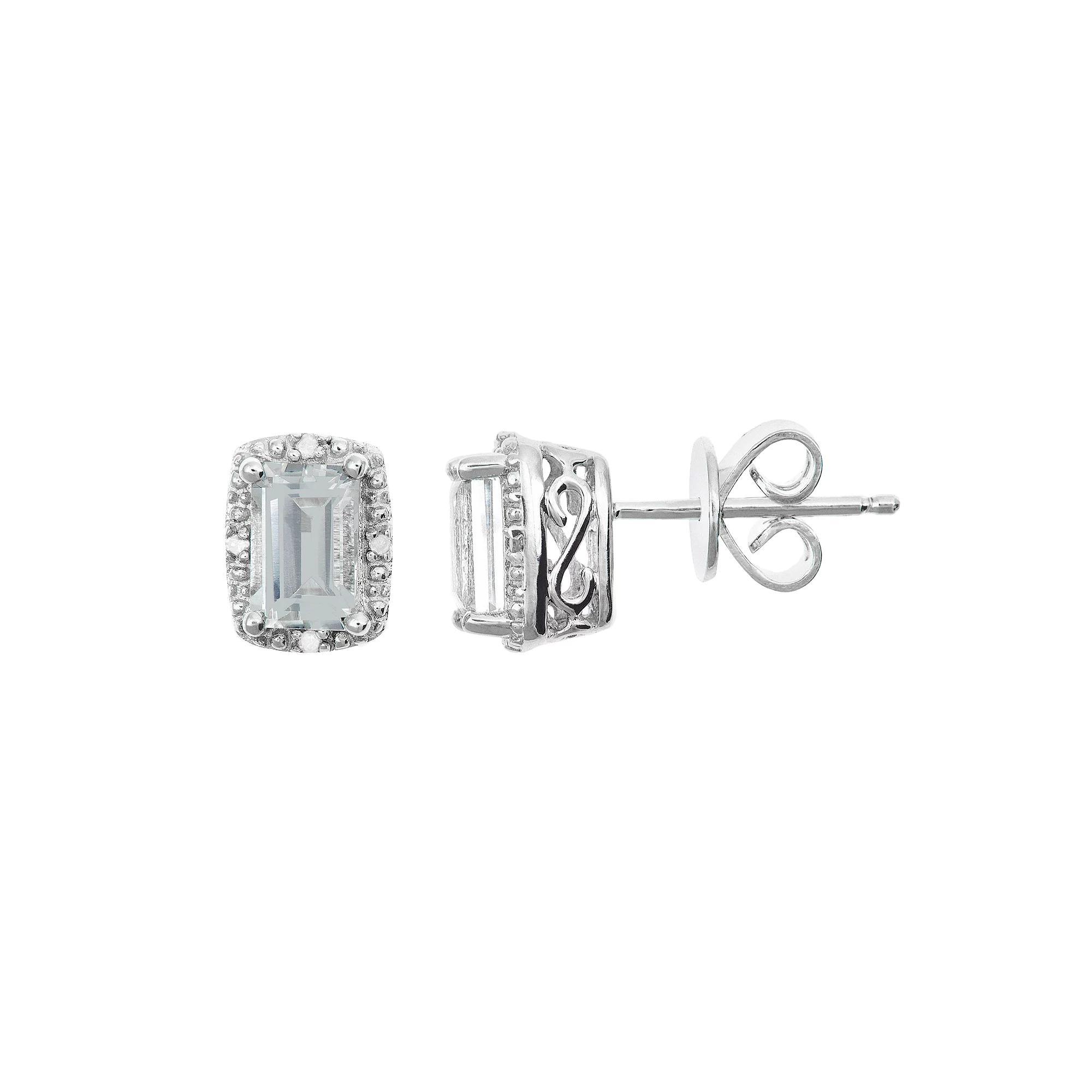 Celebration Gems Sterling Silver Pear Shaped Genuine Amethyst Diamond Accent Stud Earrings, Women's, Blue Topaz Product Image