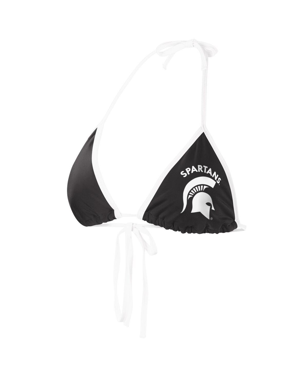 Women's G-III 4Her by Carl Banks Black Michigan State Spartans Perfect Match Bikini Top, Size: Large Product Image