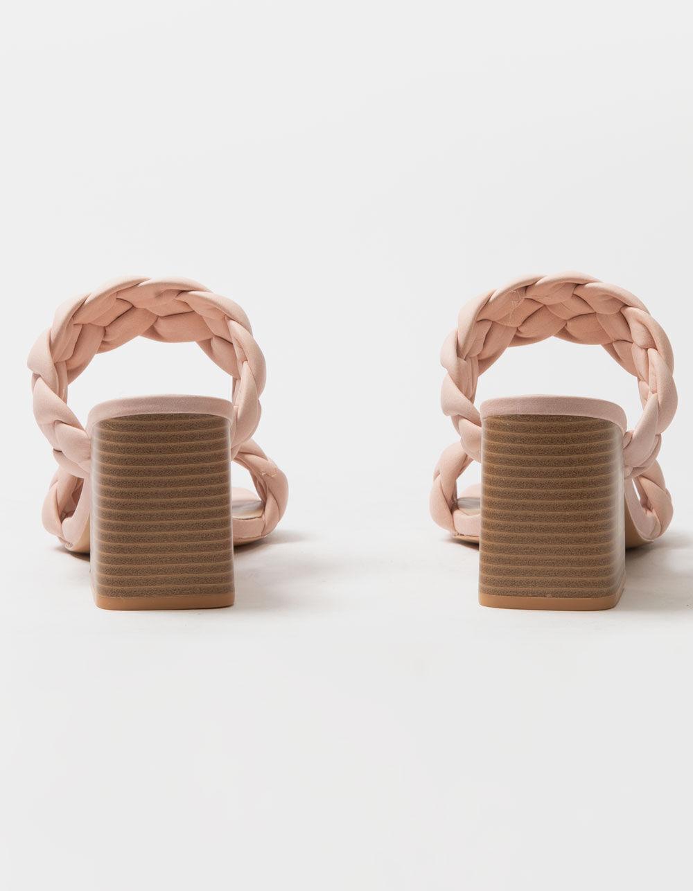 SODA Braided Womens Block Heels - BLUSH Product Image