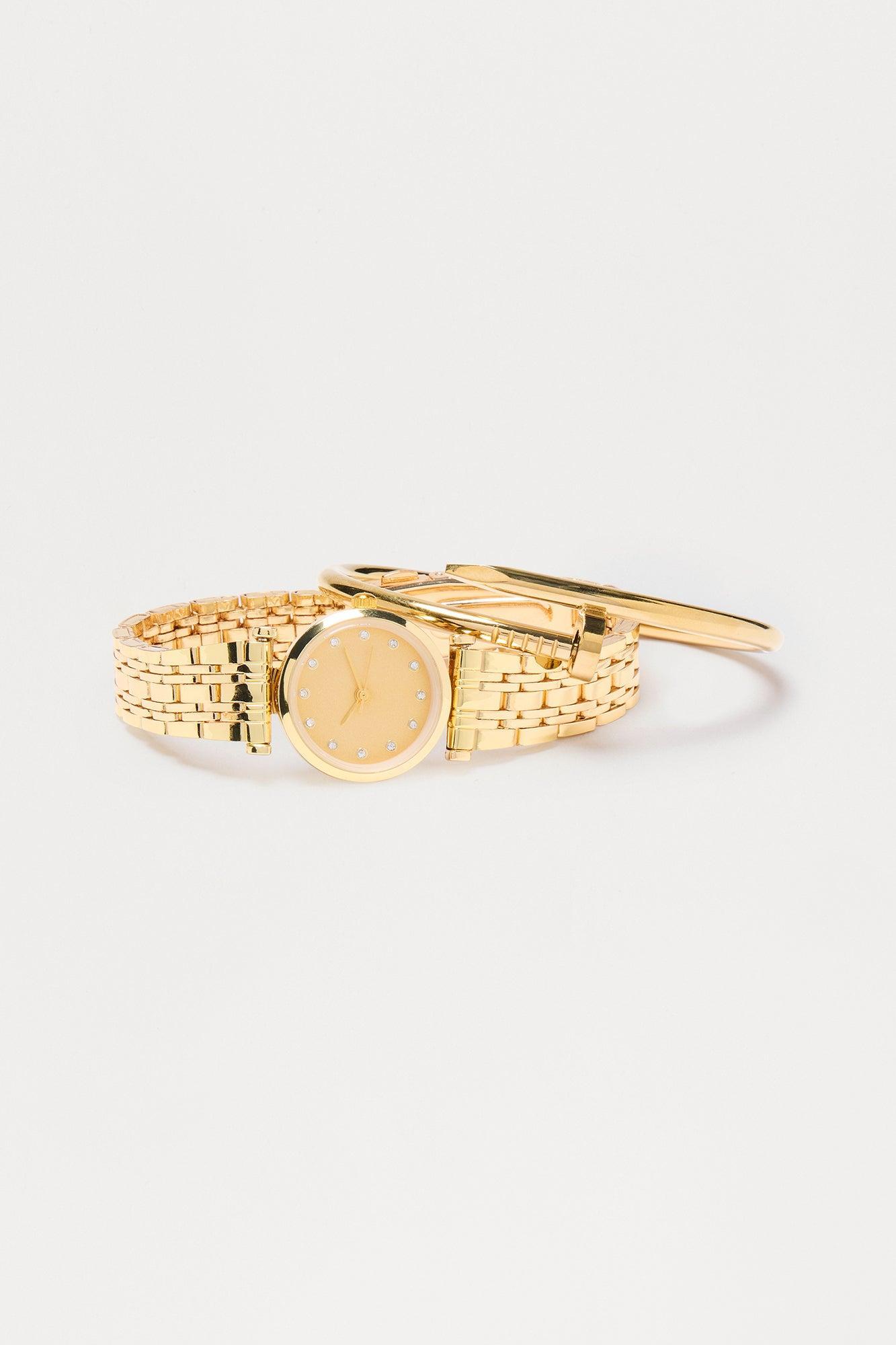You're Screwed 2 Piece Watch And Bracelet Set - Gold Female Product Image