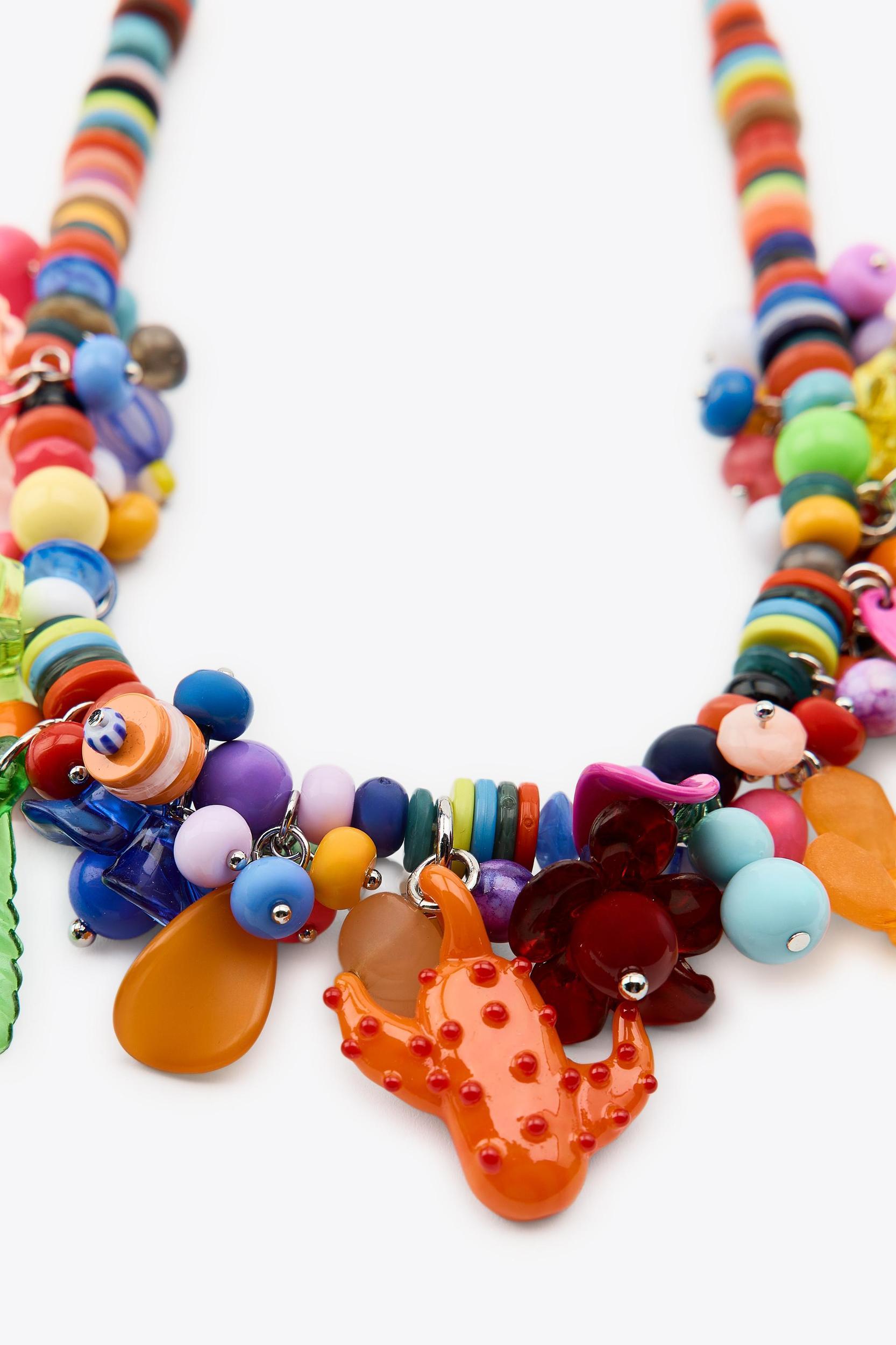 MULTI-COLORED BEAD NECKLACE Product Image