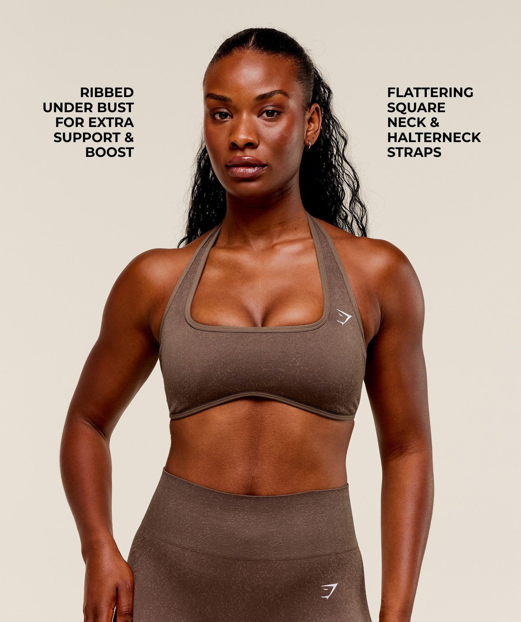 Gymshark Adapt Fleck x Whitney Halterneck Sports Bra - Lift Green/Clay Green Female Product Image