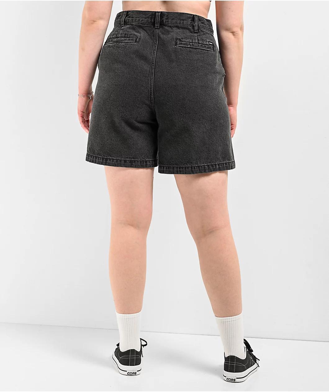 Obey Eli Pleated Black Denim Shorts Product Image