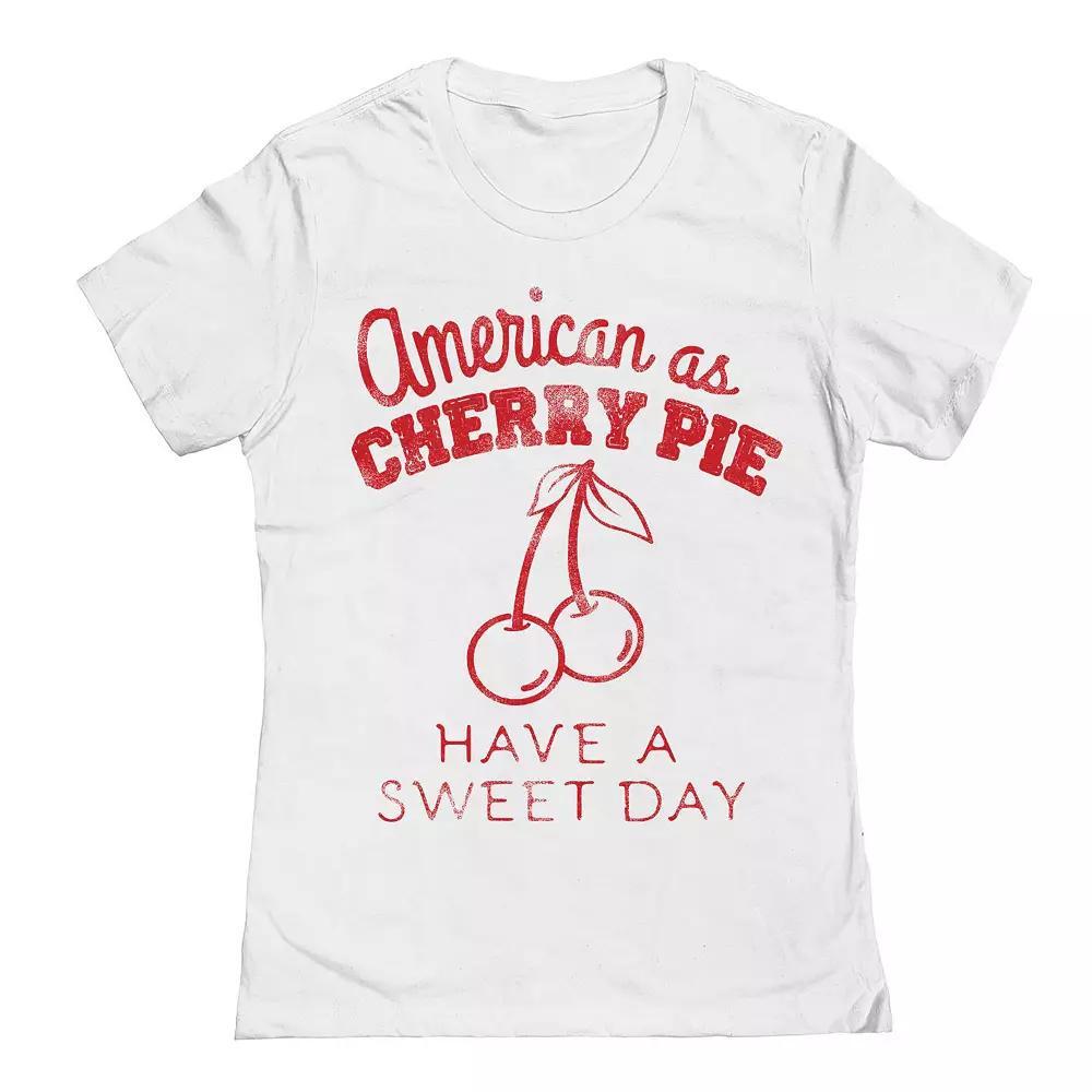 Junior's Grayson Threads by Tai Apparel American As Cherry Pie Sweet Graphic Tee, Women's, Size: XL, White Product Image