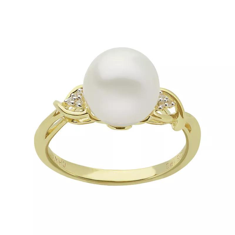 PearLustre by Imperial 14k Gold Over Silver Freshwater Cultured Pearl Ring, Womens Gold Tone Product Image
