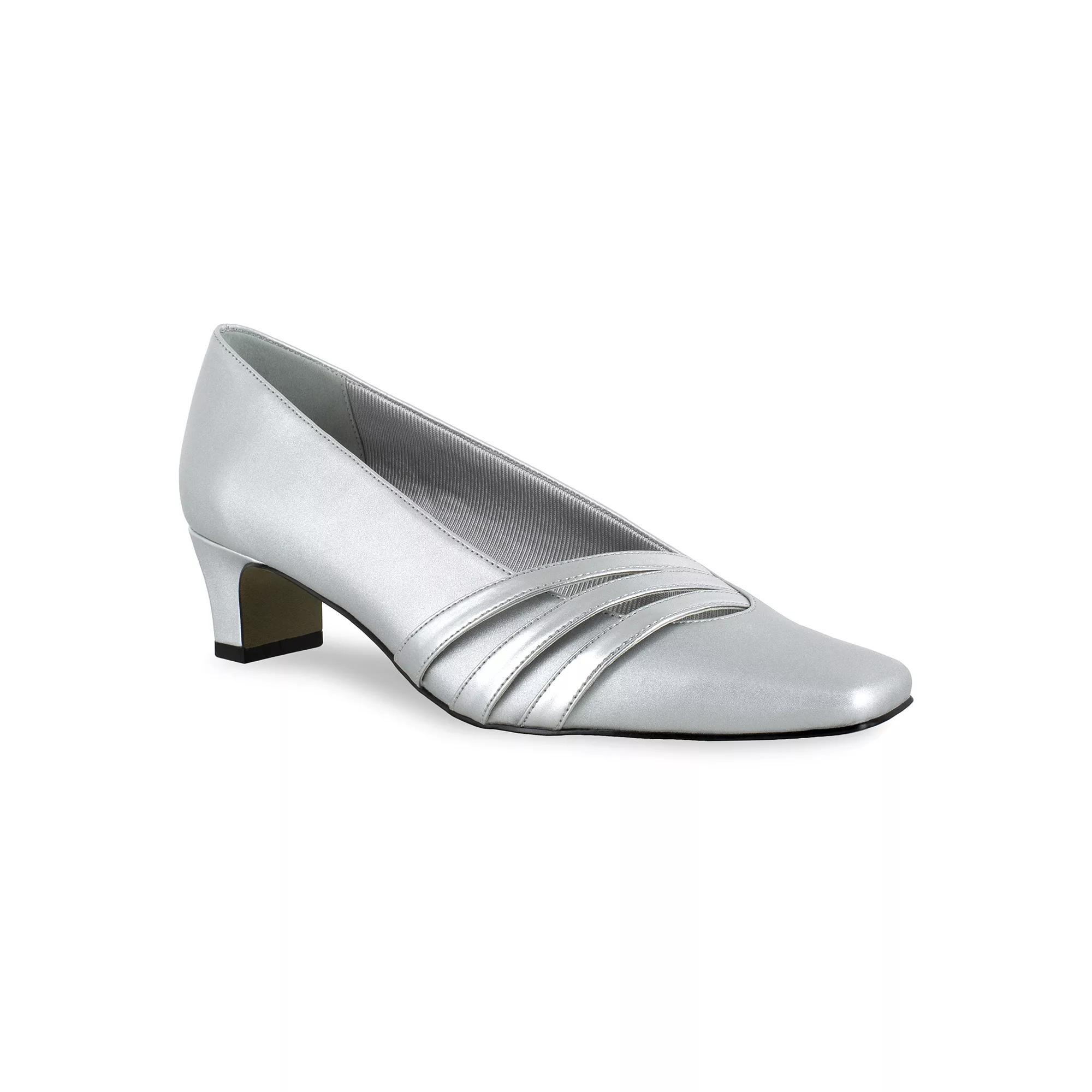 Easy Street Entice Women's Square Toe Pumps, Size: 9.5 Ww, Silver Satin Product Image