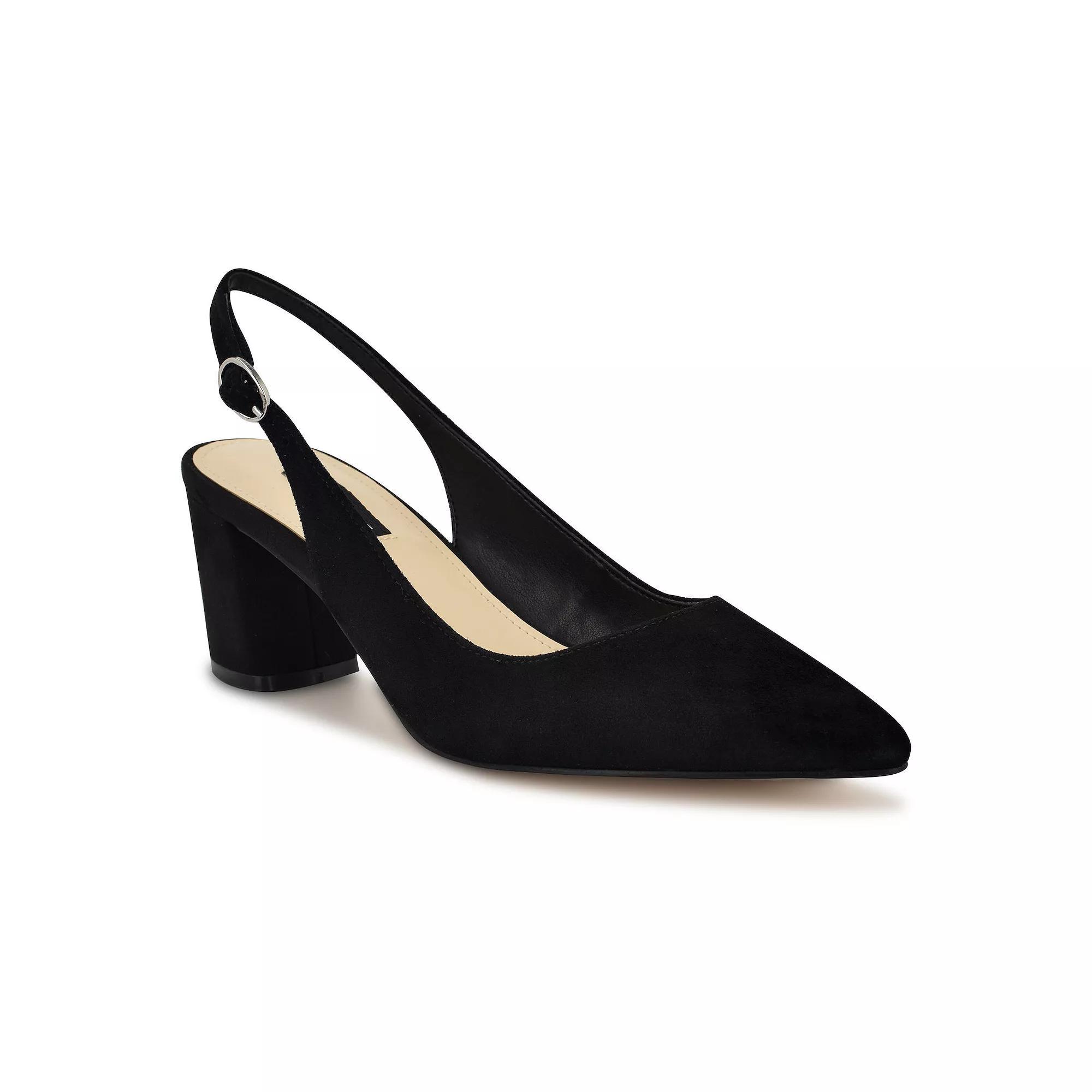 Nine West Kamsee Women's Slingback Block Heel Dress Pumps, Size: 6.5, Black Suede Product Image