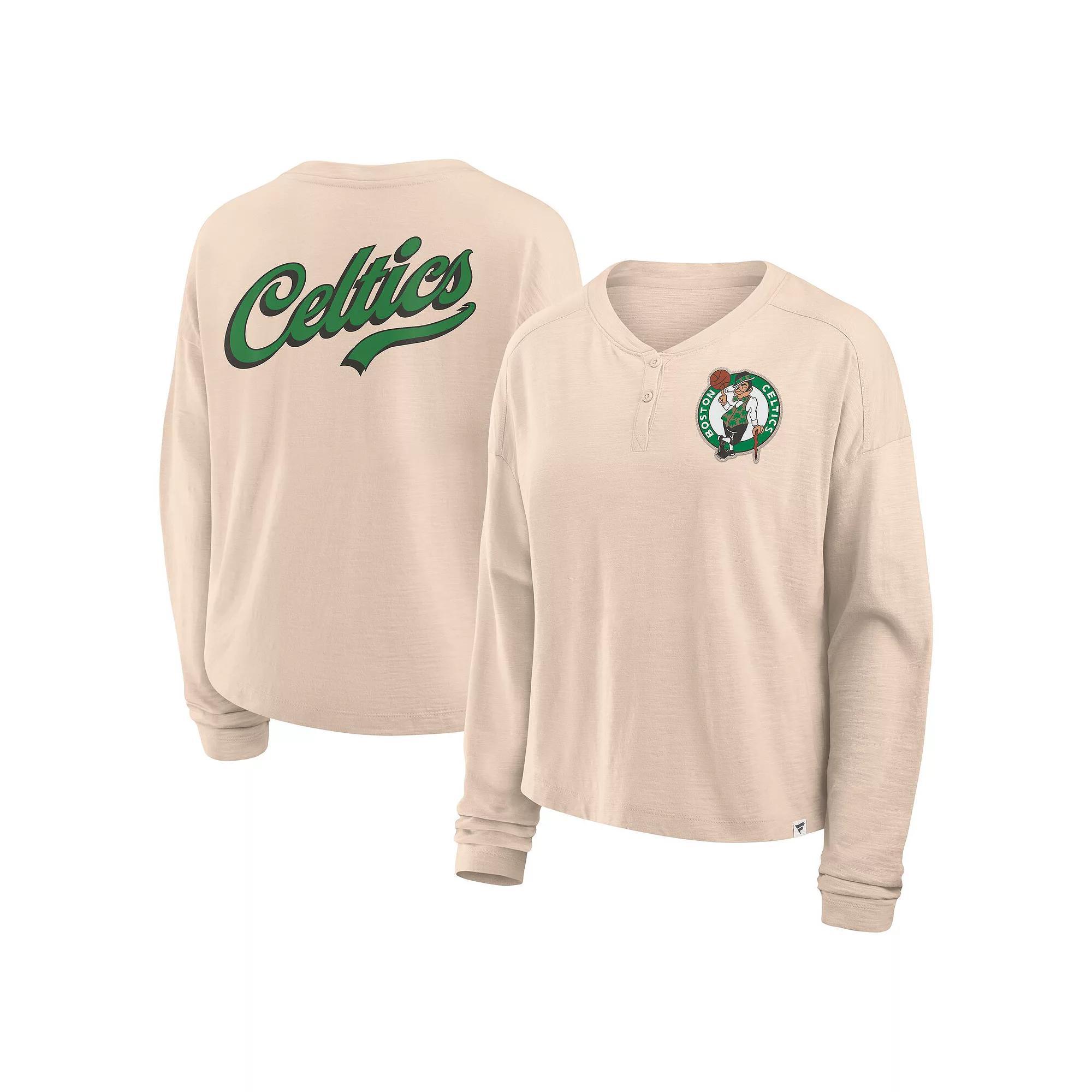 Women's Fanatics Natural Boston Celtics Boxed Out Drop Fashion Long Sleeve T-Shirt, Size: Large, Beige Product Image