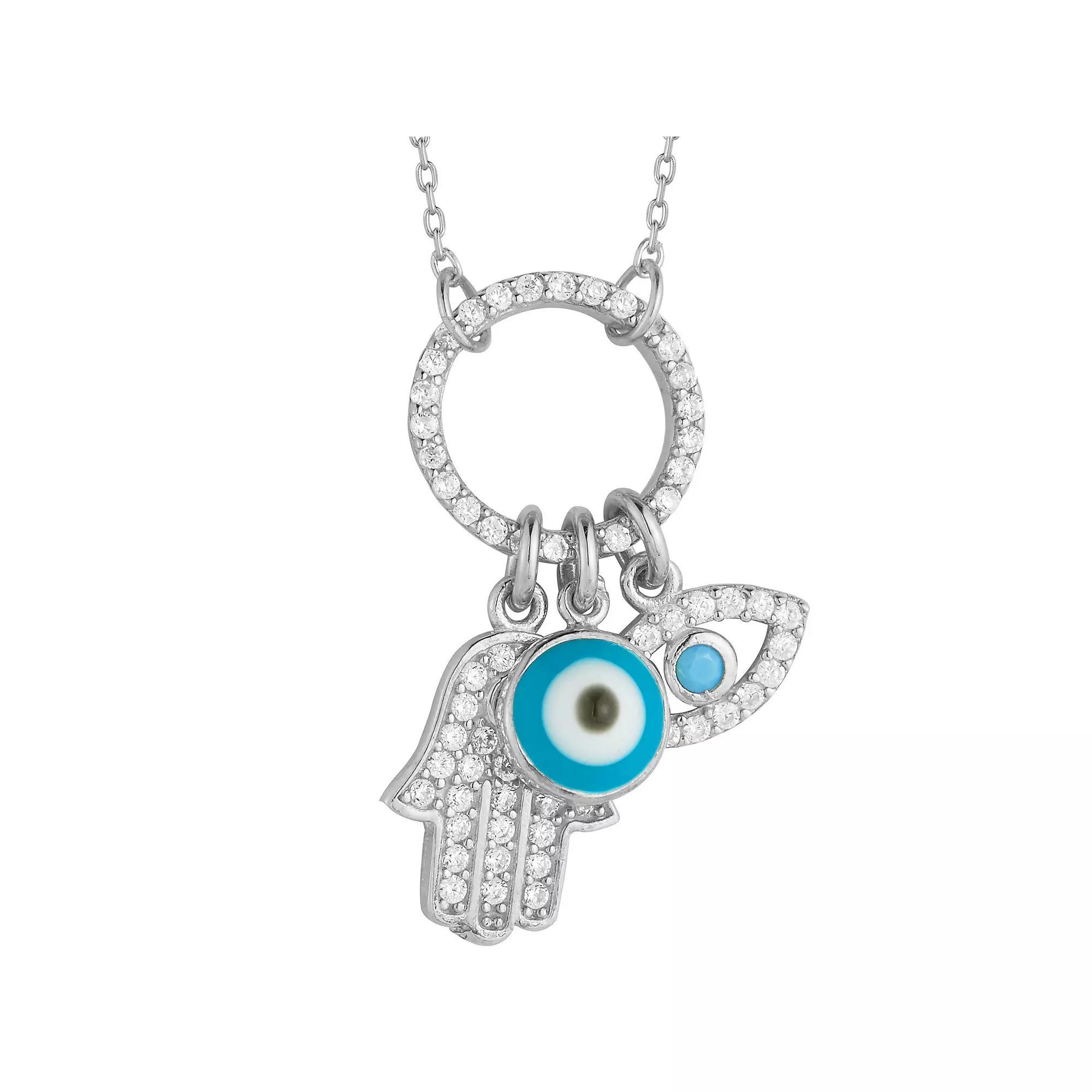 Sunkissed Sterling 14k Gold Over Cubic Zirconia Necklace, Womens Silver Tone Product Image
