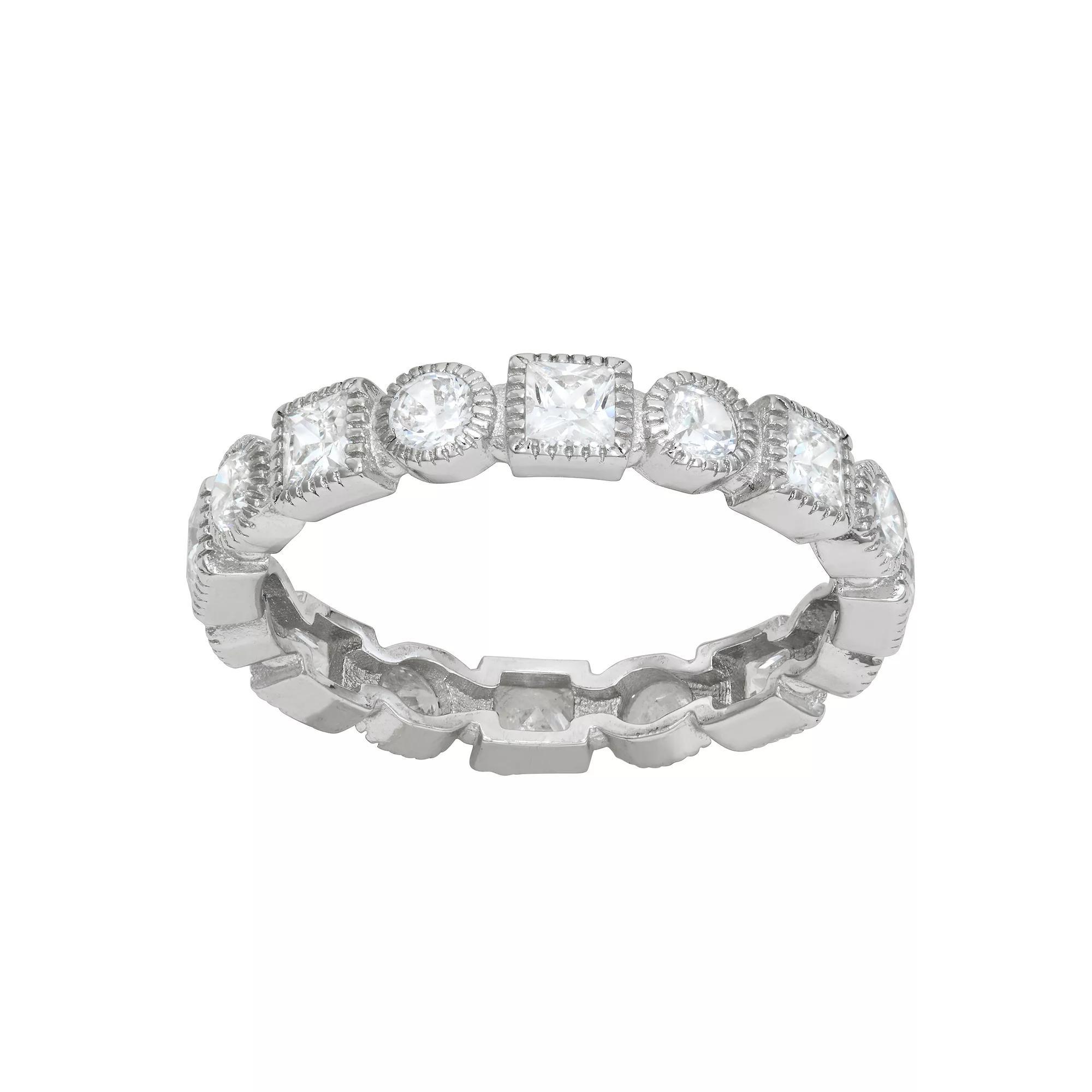 Contessa Di Capri Cubic Zirconia Filigree Eternity Band Ring, Women's, Size: 7, Sterling Silver Product Image