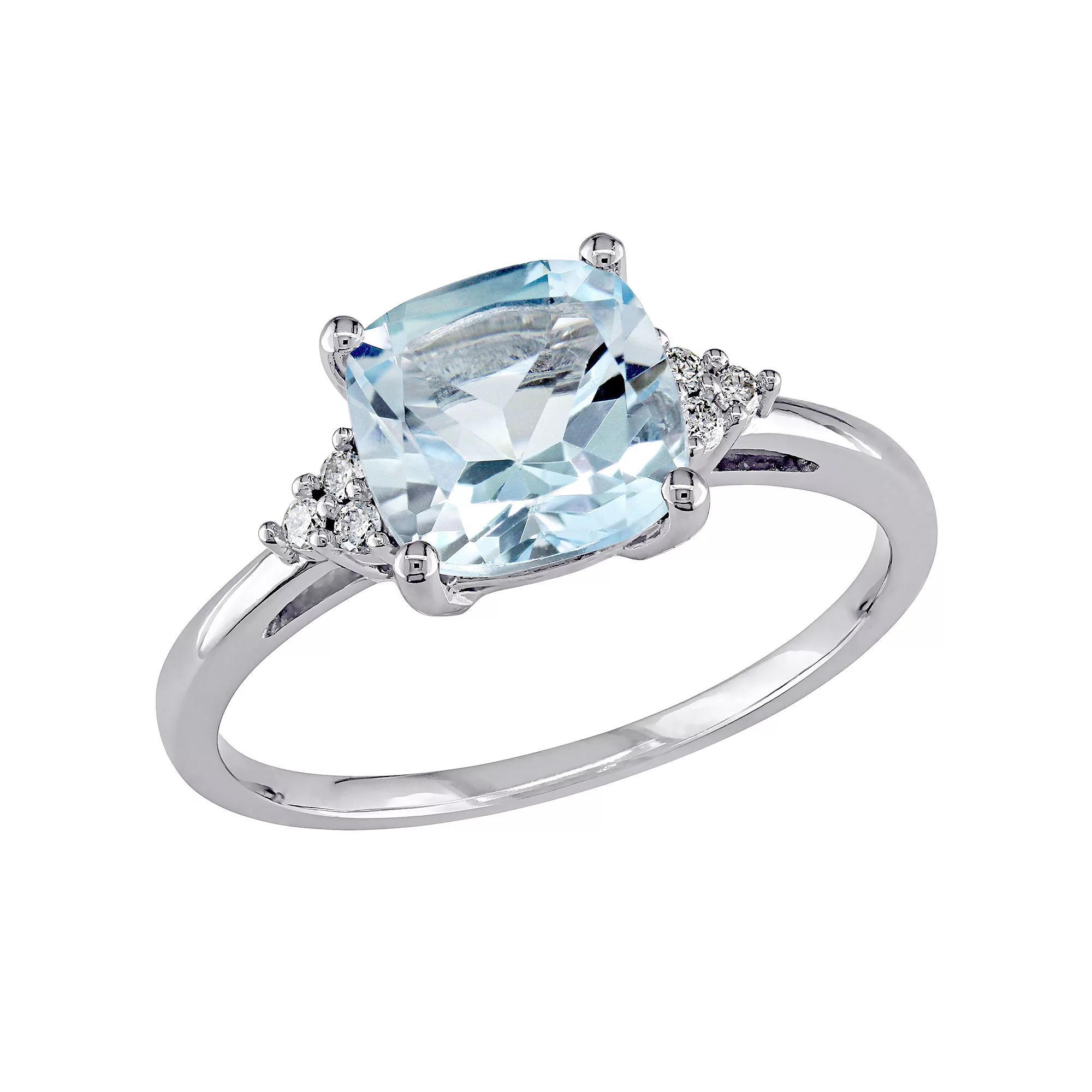 Stella Grace 10K White Gold Blue Topaz & Diamond Accent Ring, Womens Product Image