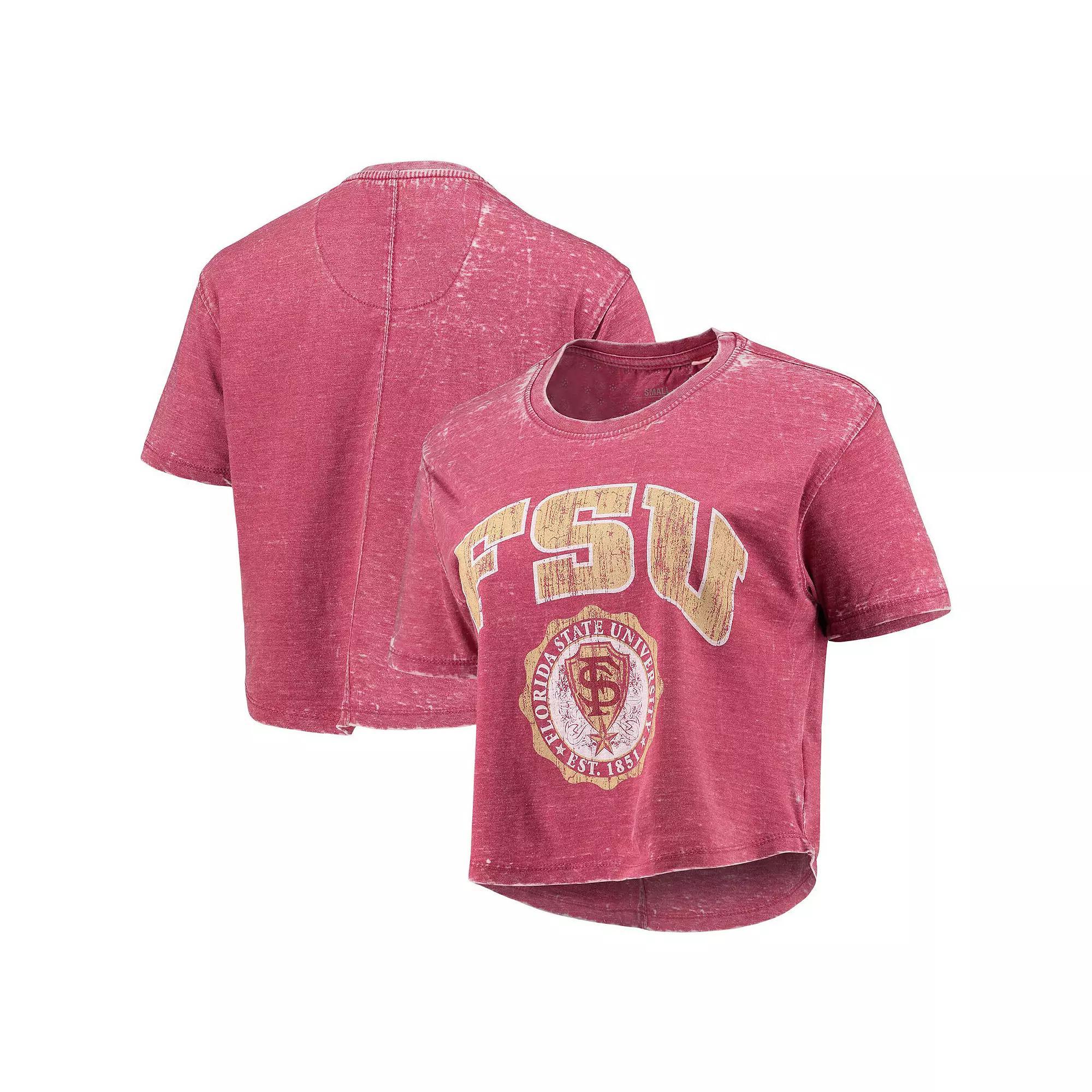 Women's Pressbox Garnet Florida State Seminoles Edith Vintage Burnout Crop T-Shirt, Size: XL, Red Product Image