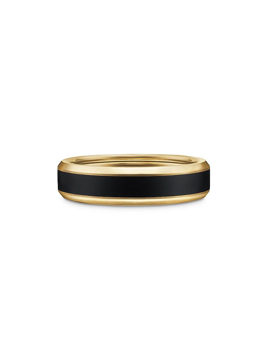 Mens Beveled Band Ring in 18K Yellow Gold Product Image