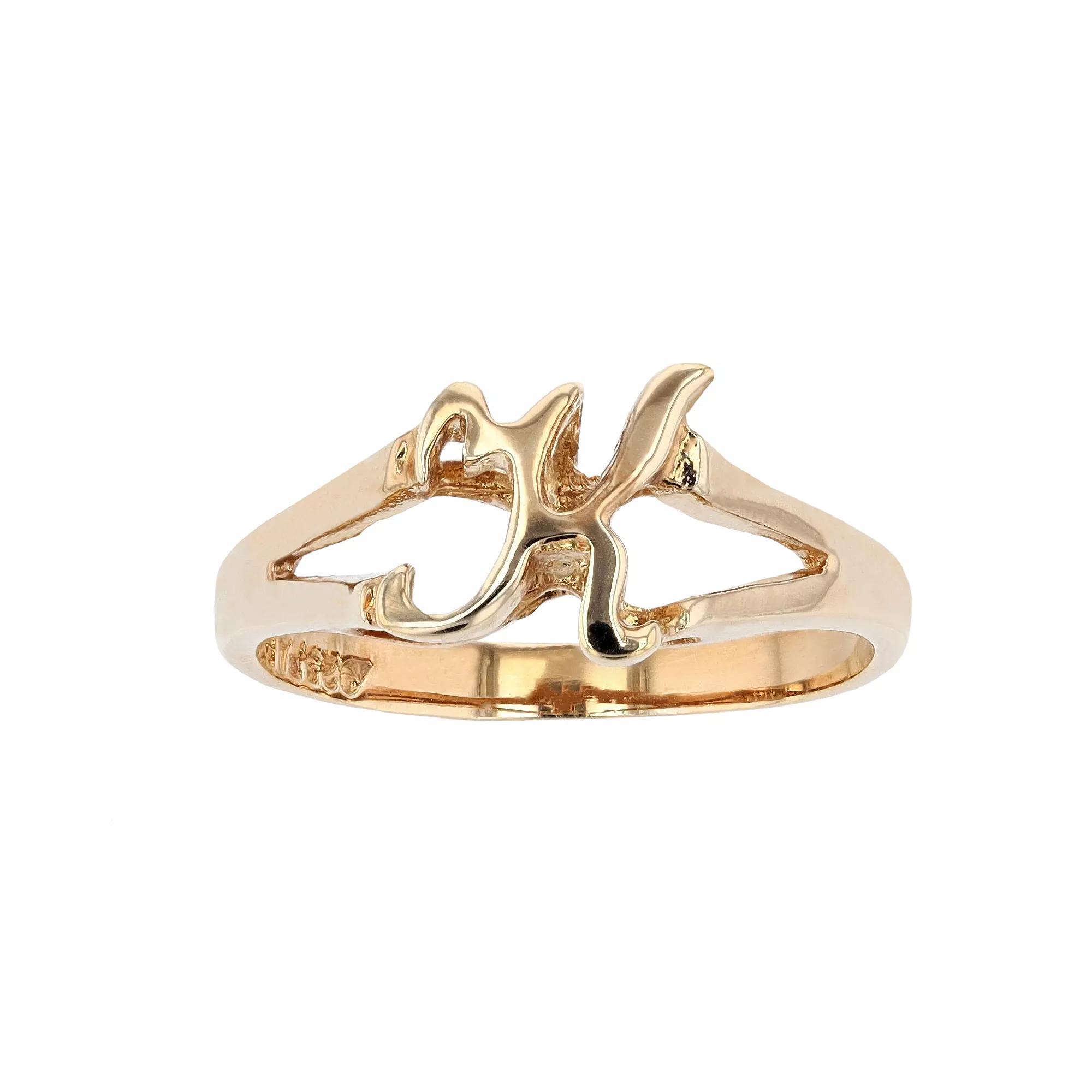 Traditions Jewelry Company 18k Gold Over Silver Script Initial Ring, Womens Product Image