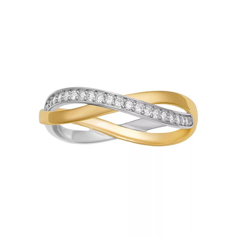 PRIMROSE Sterling Silver Cubic Zirconia Crossover Ring, Women's, Size: 7, Gold Over Sterling Product Image