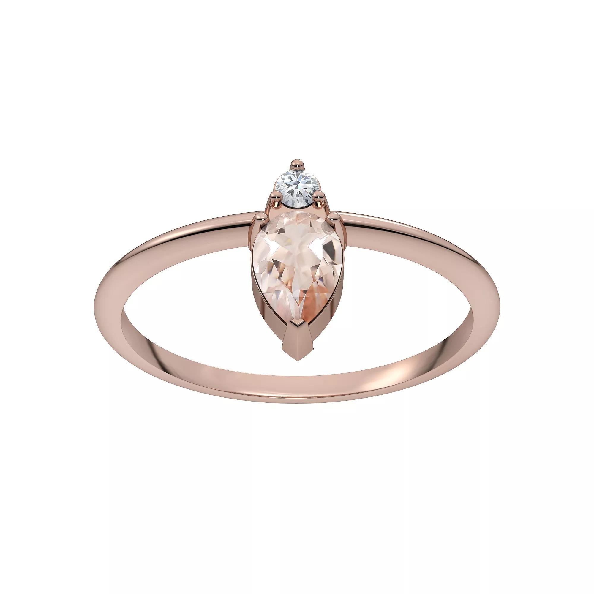 10k Rose Gold Morganite & Diamond Accent Ring, Women's, Size: 7, 10k Yellow Gold Product Image