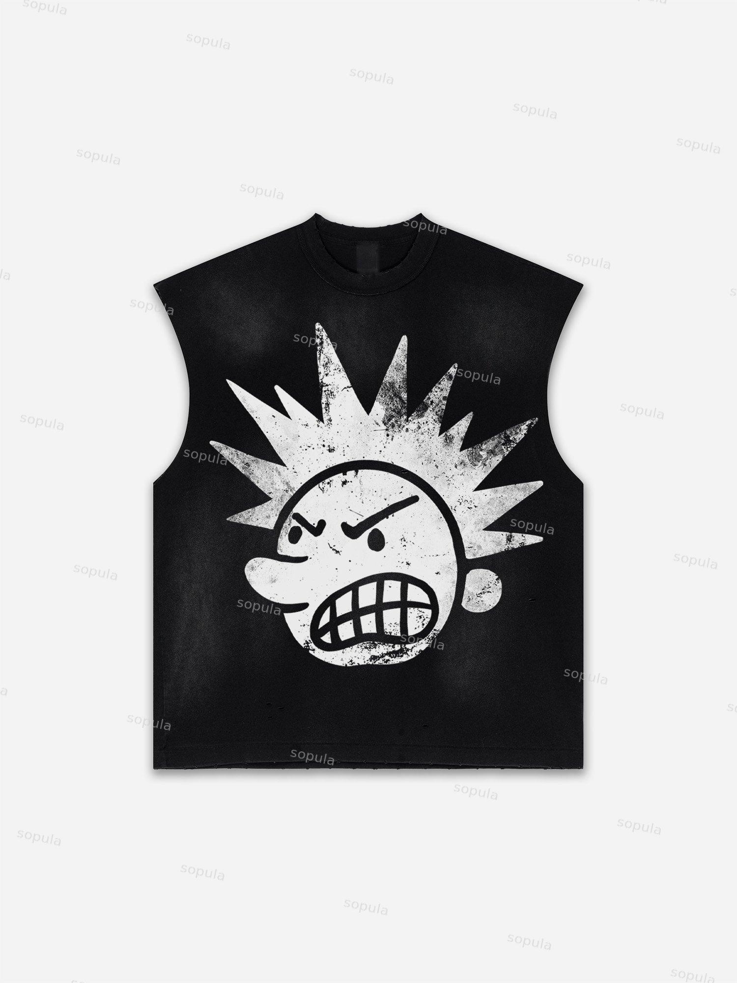 Future World Brainstorming Graphic Print Distressed Tank Top Product Image