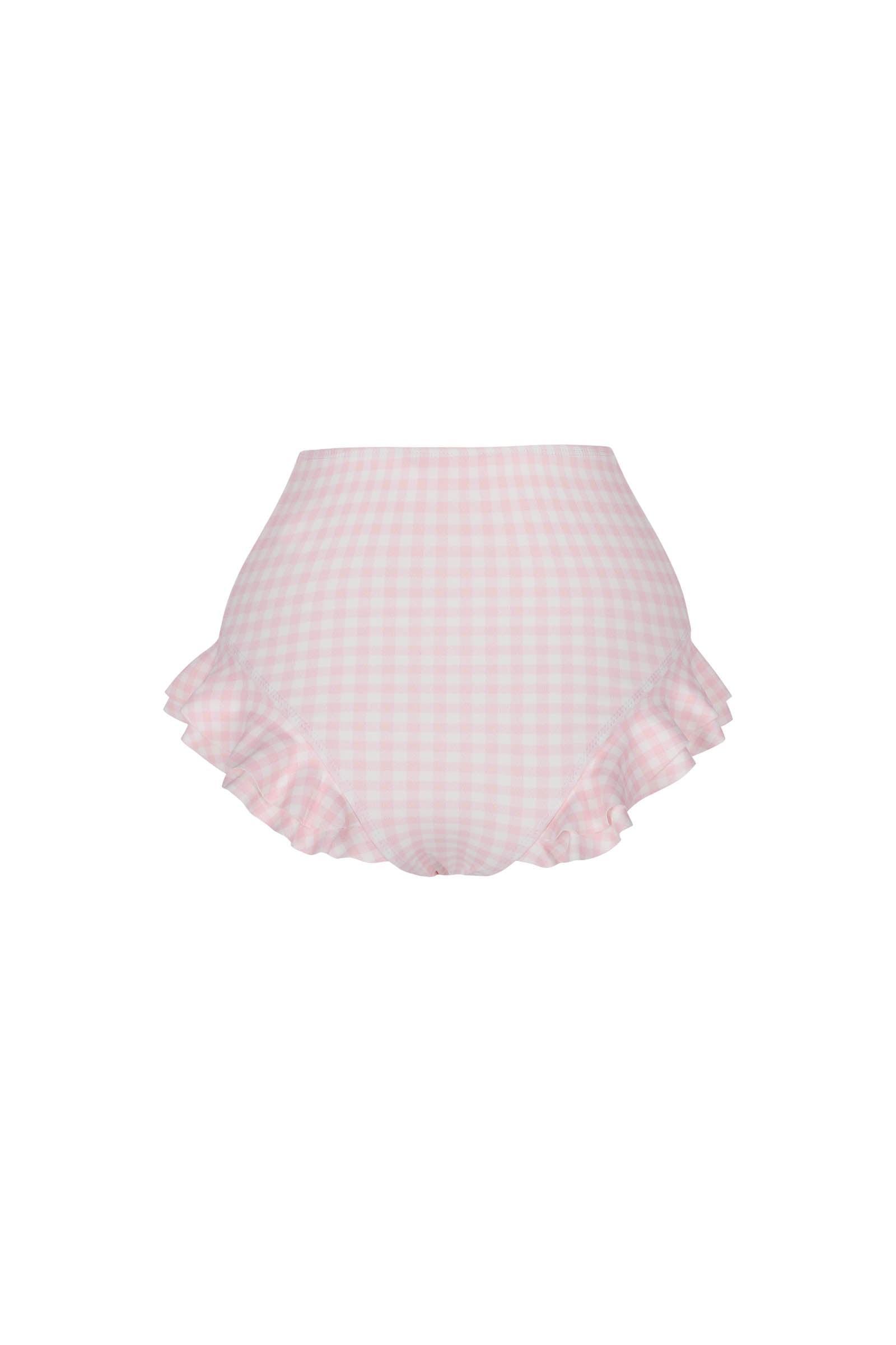 The Pink Gingham Ruffle Bikini Bottoms Product Image