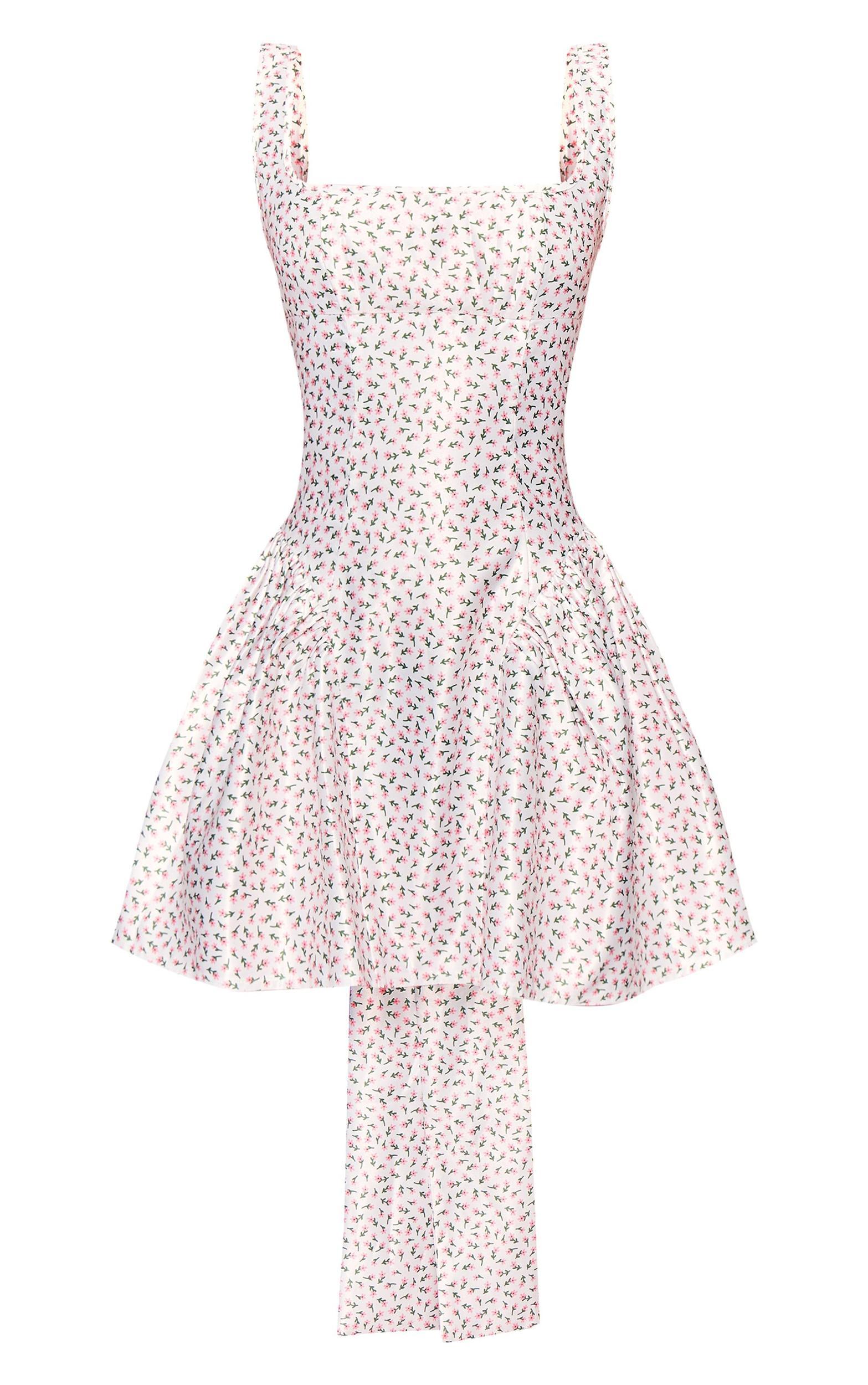 White Floral Bow Back Detail Skater Dress Product Image