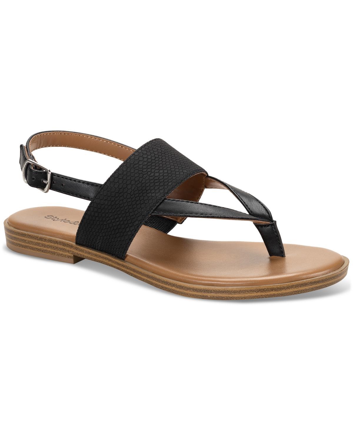 Style & Co Womens Sadiee Slingback Thong Flat Sandals, Created for Macys - Black Product Image