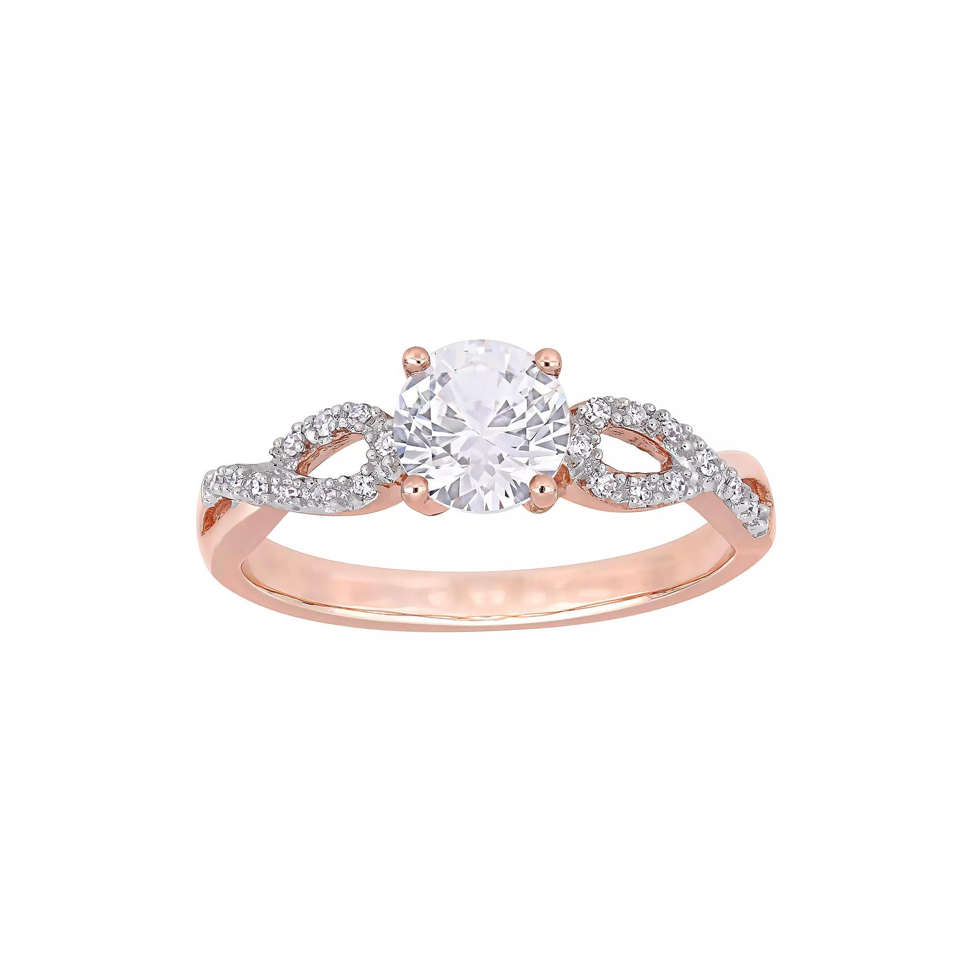 Stella Grace 10K Rose Gold Lab-Created White Sapphire & 1/10 Carat T.W. Diamond Infinity Engagement Ring, Women's, Size: 5.50 Product Image