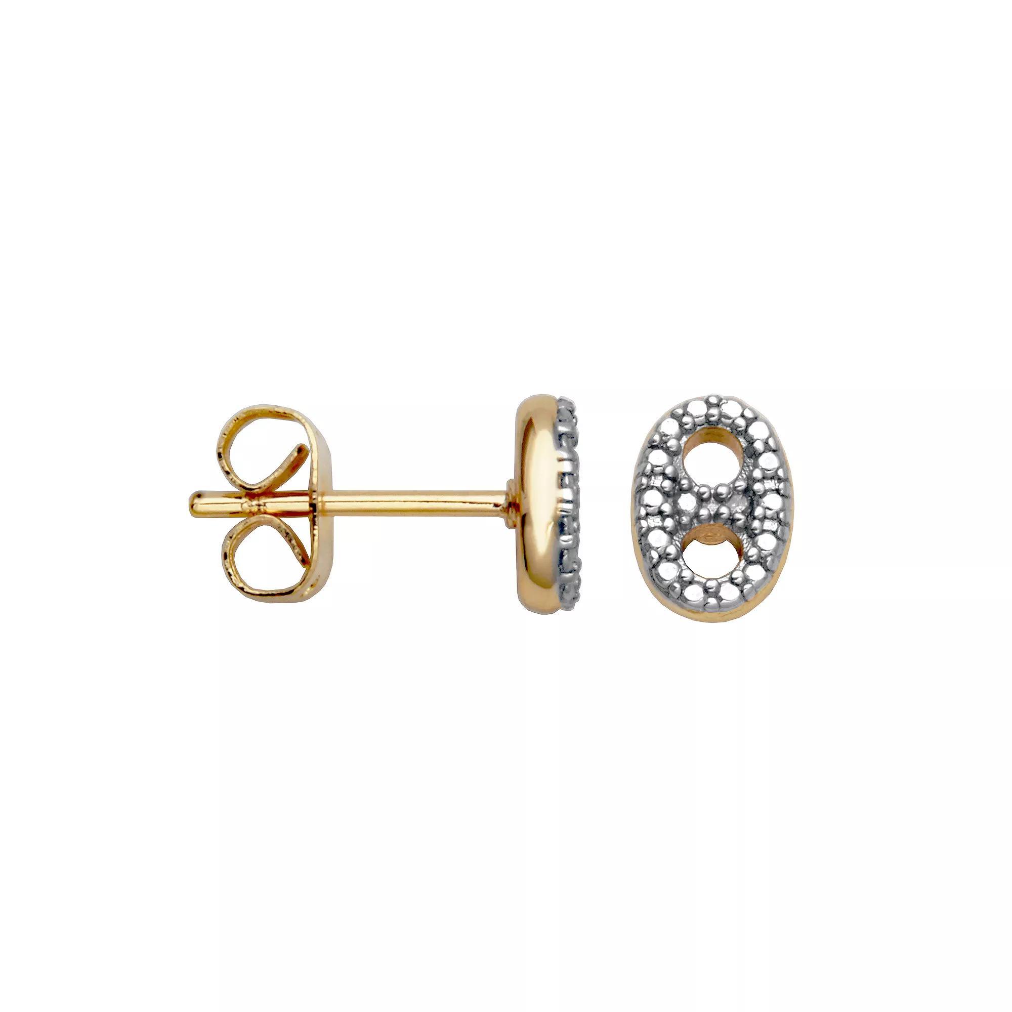 Sarafina Two Tone Diamond Accent Button Stud Earrings, Womens, Gold Tone White Product Image