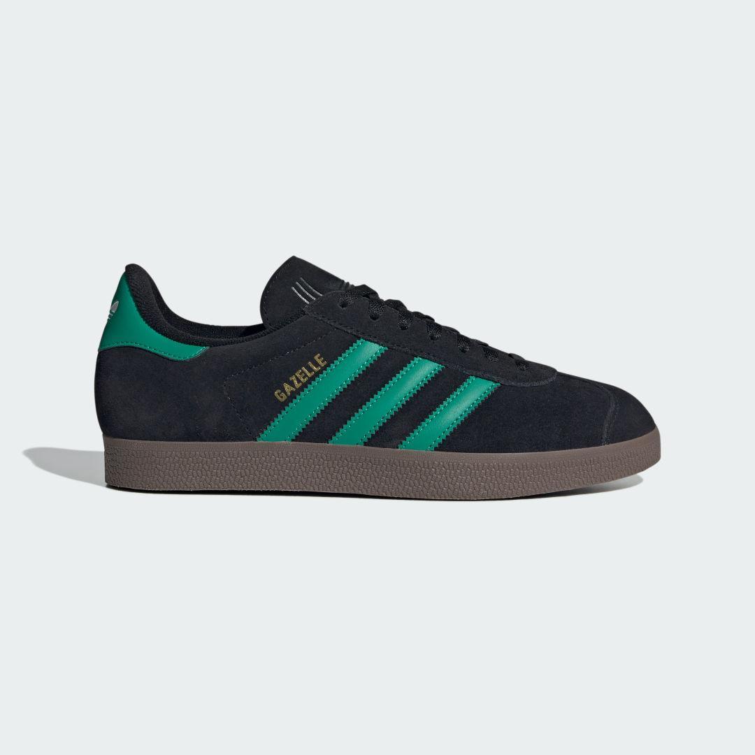 Mens adidas Gazelle Athletic Shoe - Black / Court Green / Gum Product Image