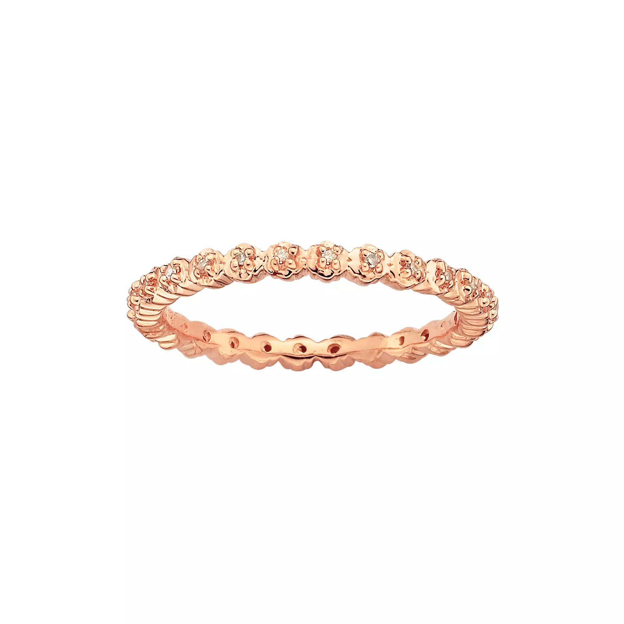 Stacks & Stones 18k Rose Gold Over Silver Diamond Accent Stack Ring, Women's Product Image