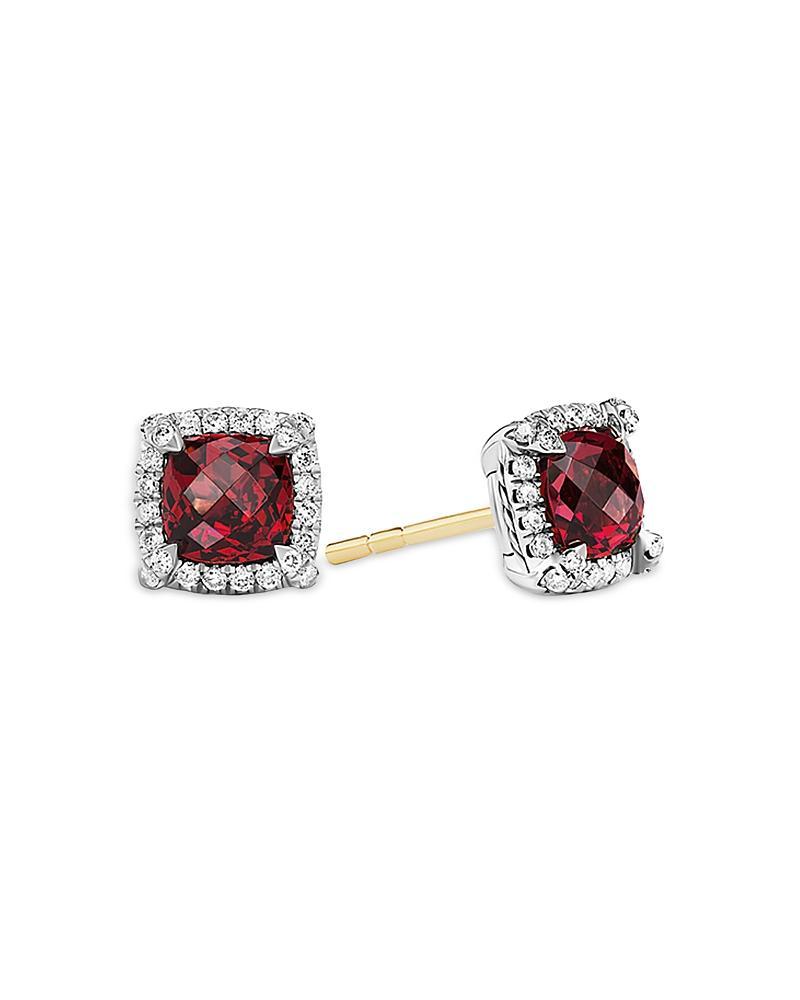 5mm Chatelaine Pav Bezel Stud Earrings with Gemstone and Diamonds in Silver Product Image