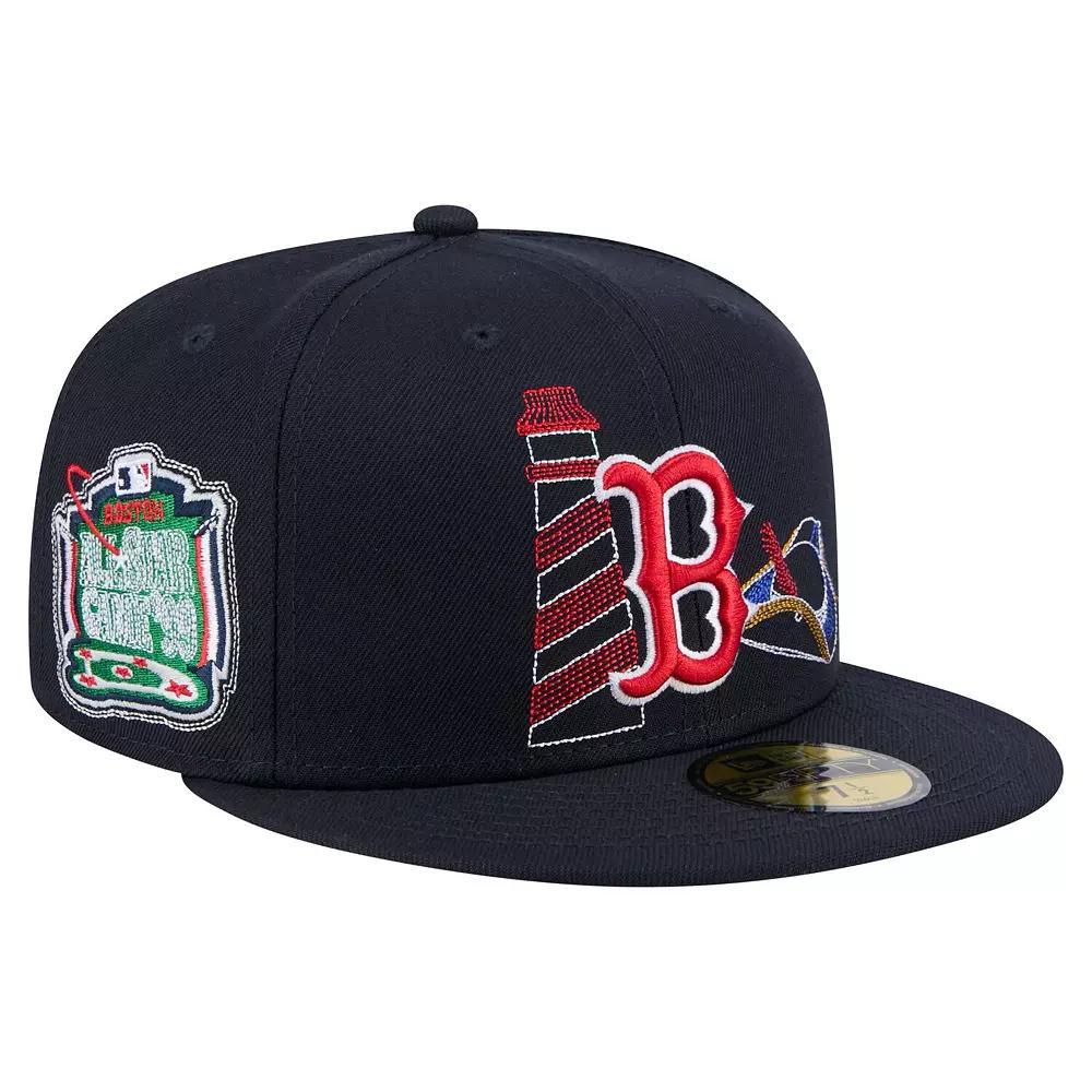 Men's New Era Navy Boston Red Sox State Stitch 59FIFTY Fitted Hat, Size: 7 1/8, Blue Product Image