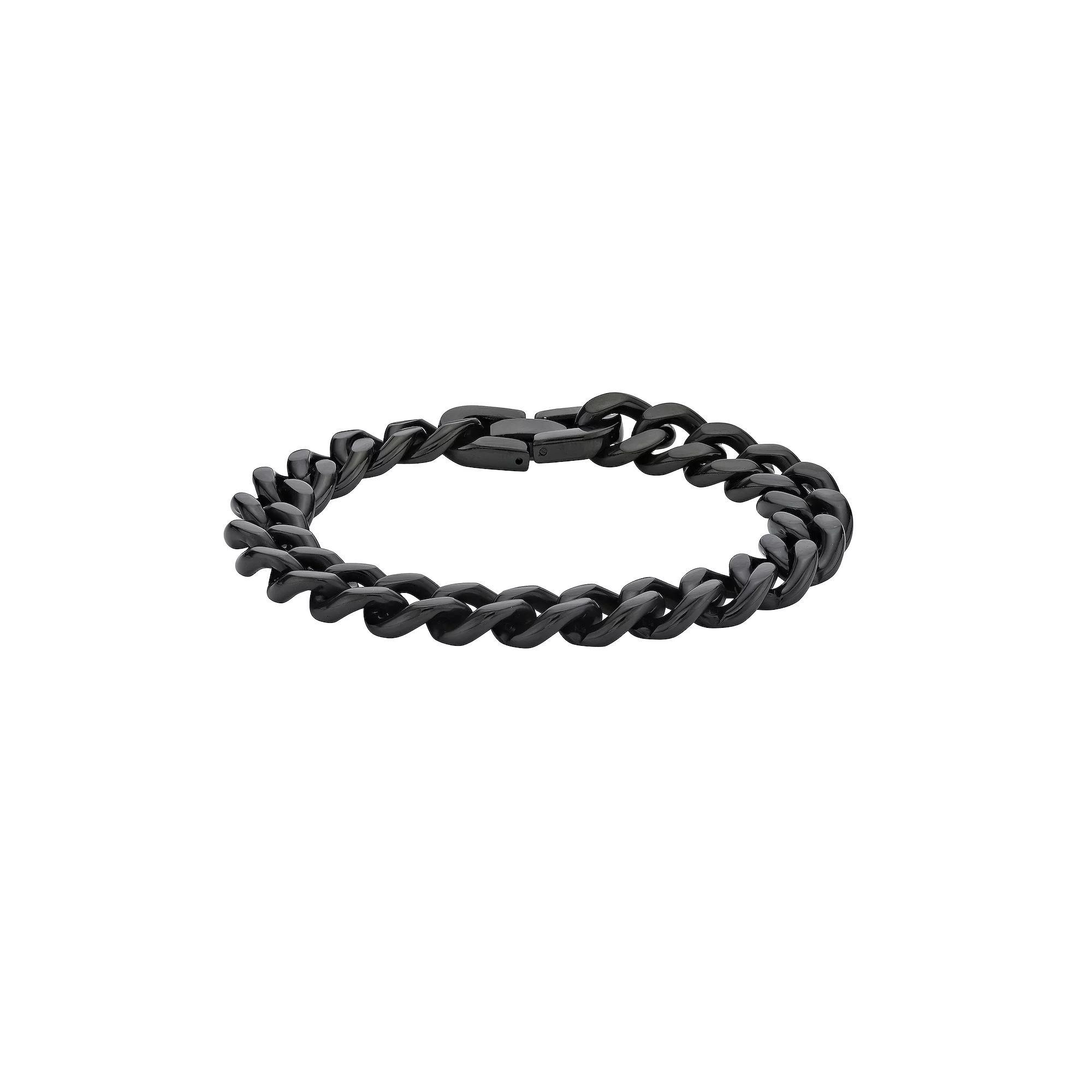 Men's LYNX Black Ion-Plated Stainless Steel Curb Chain Bracelet, Size: 8", Black Tone Product Image