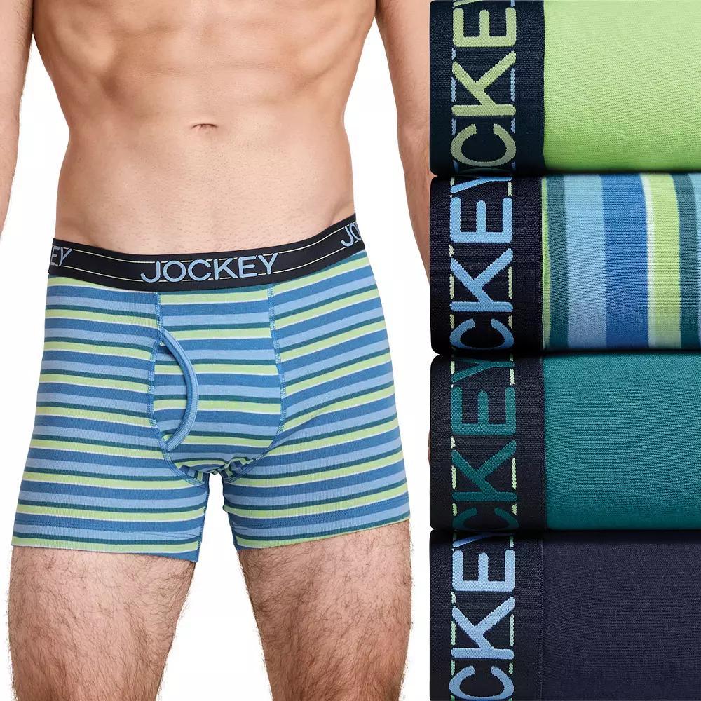 Mens Jockey 4-Pack Cotton Blend Boxer Brief Teal Grey Team Product Image