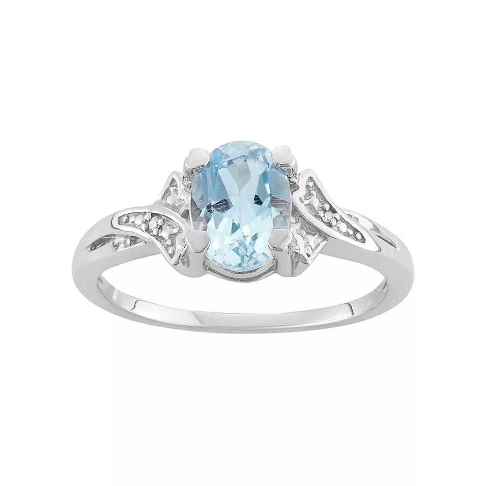 Jewelexcess Sky Blue Topaz & Diamond Accent Sterling Silver Ring, Women's, Size: 6 Product Image