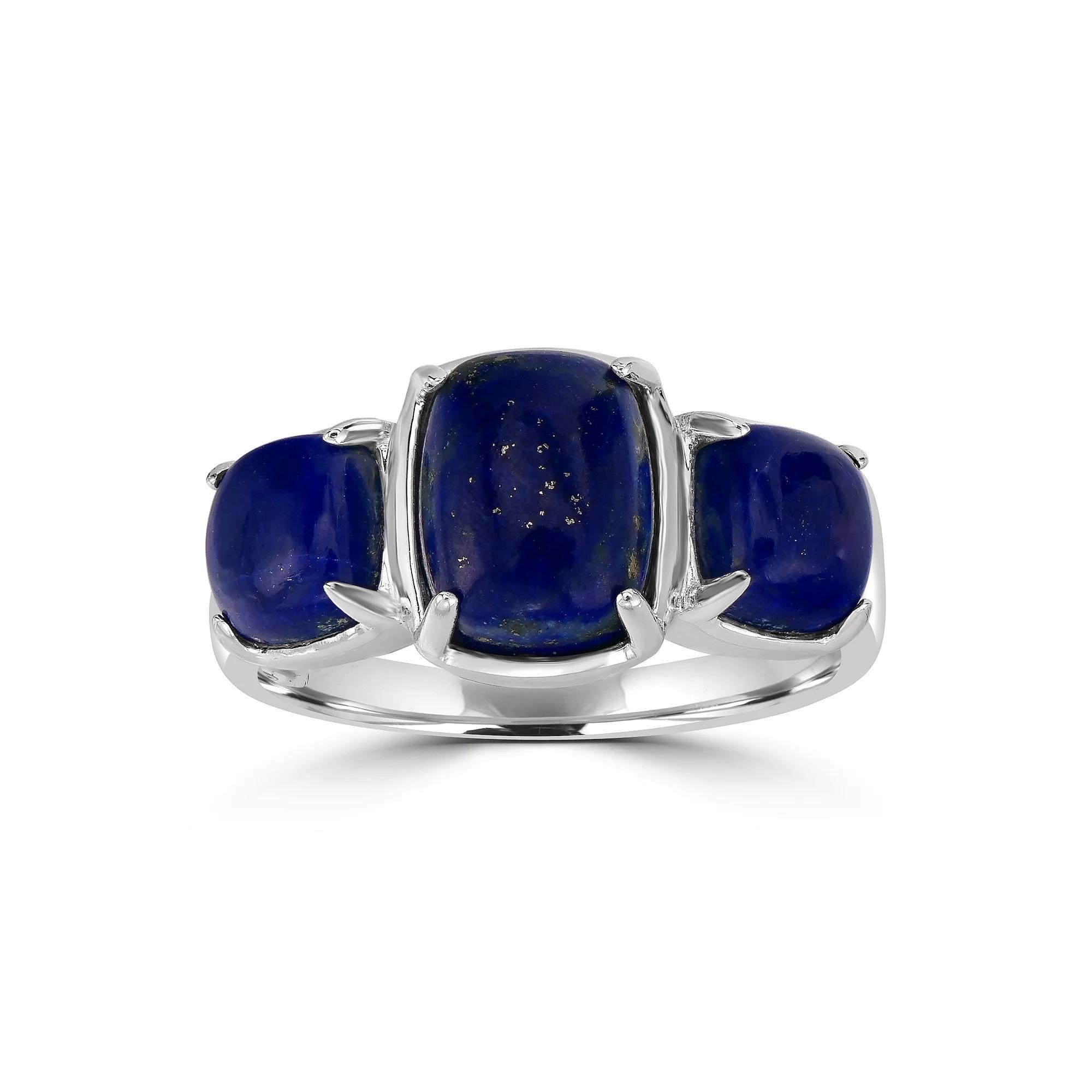 Gemistry Sterling Silver Genuine Pink Opal Cabochon Ring, Women's, Size: 6, Blue Lapis Product Image