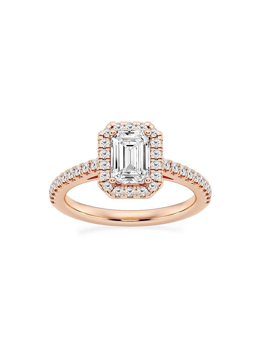 Womens 14K Rose Gold & Emerald-Cut Lab-Grown Diamond Halo Ring/1.30-3.60 TCW Product Image