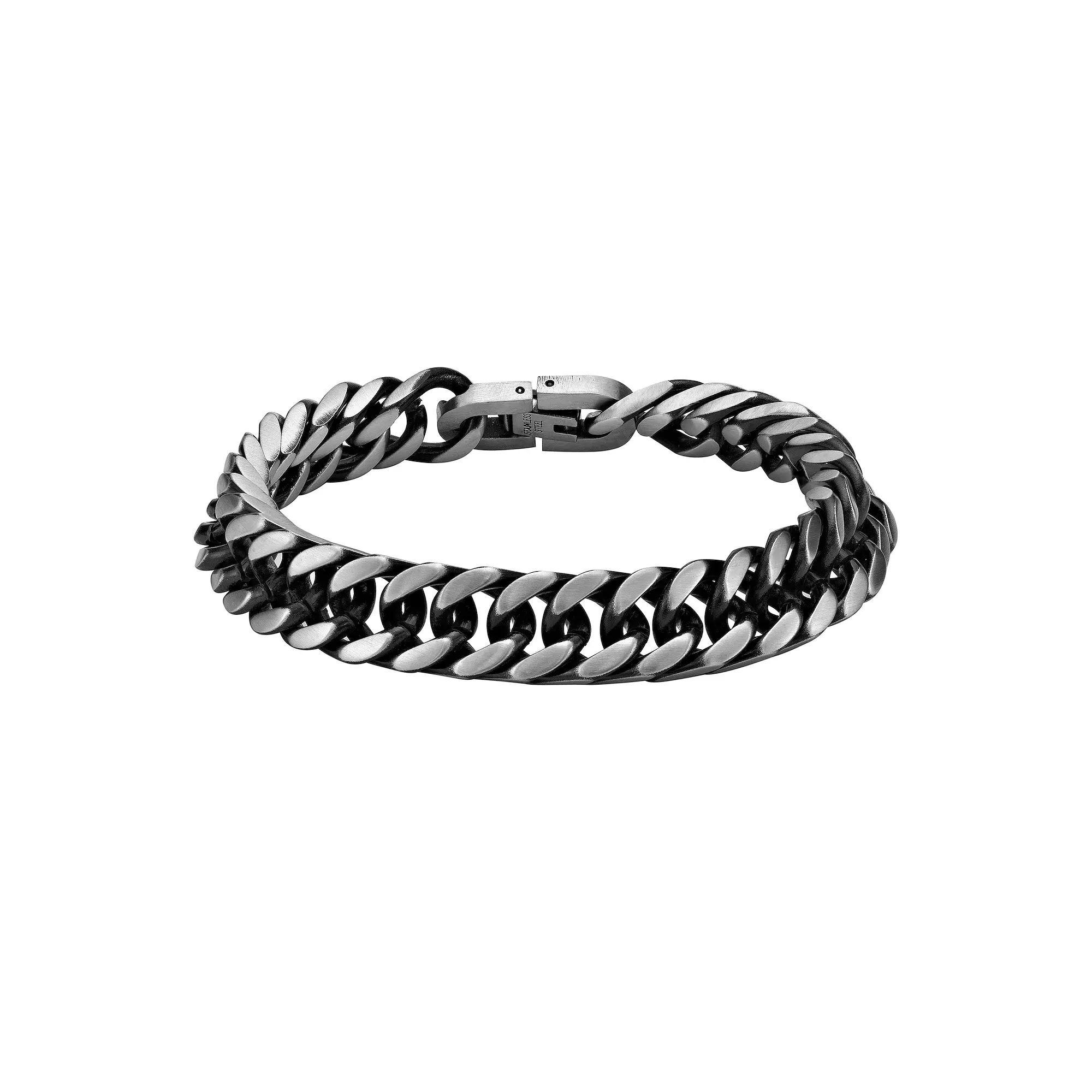 LYNX Men's 10 mm Black Ion-Plated Stainless Steel Curb Chain Bracelet, Size: 8.5" Product Image