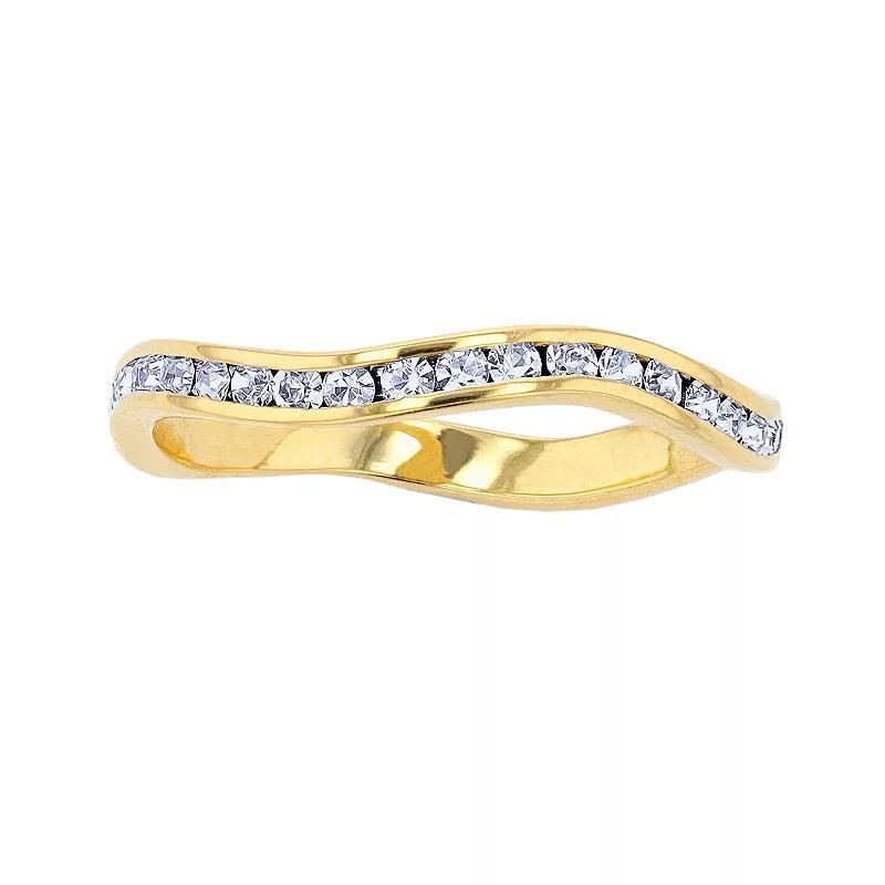 Traditions Jewelry Company 18k Gold Over Silver Birthstone Crystal Wave Ring, Women's, Size: 6, Gold Over Sterling Oct Product Image