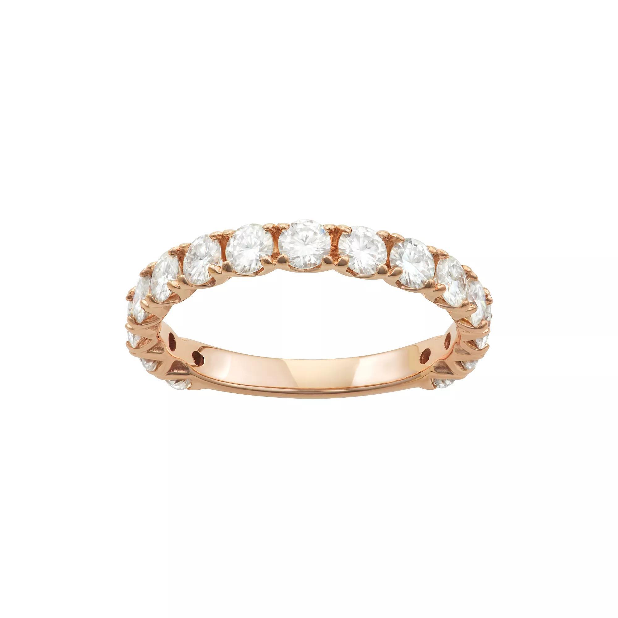 Charles & Colvard 14k Gold 1 1/2 Carat T.W. Lab-Created Moissanite Wedding Band, Women's, Size: 8, Pink Product Image