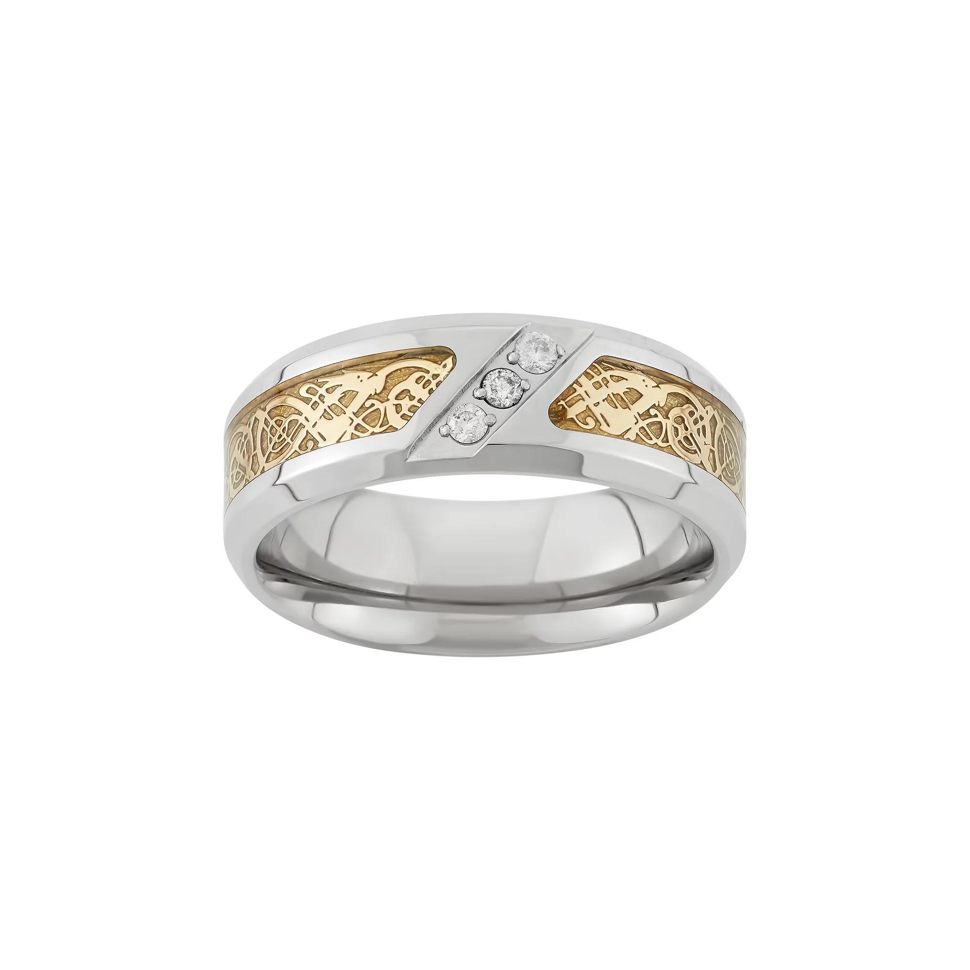 1/10 Carat T.W. Two Tone Stainless Steel Wedding Band - Men, Mens Product Image