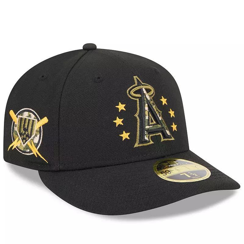 Men's New Era  Black Los Angeles Angels 2024 Armed Forces Day Low Profile 59FIFTY Fitted Hat, Size: 7 Product Image